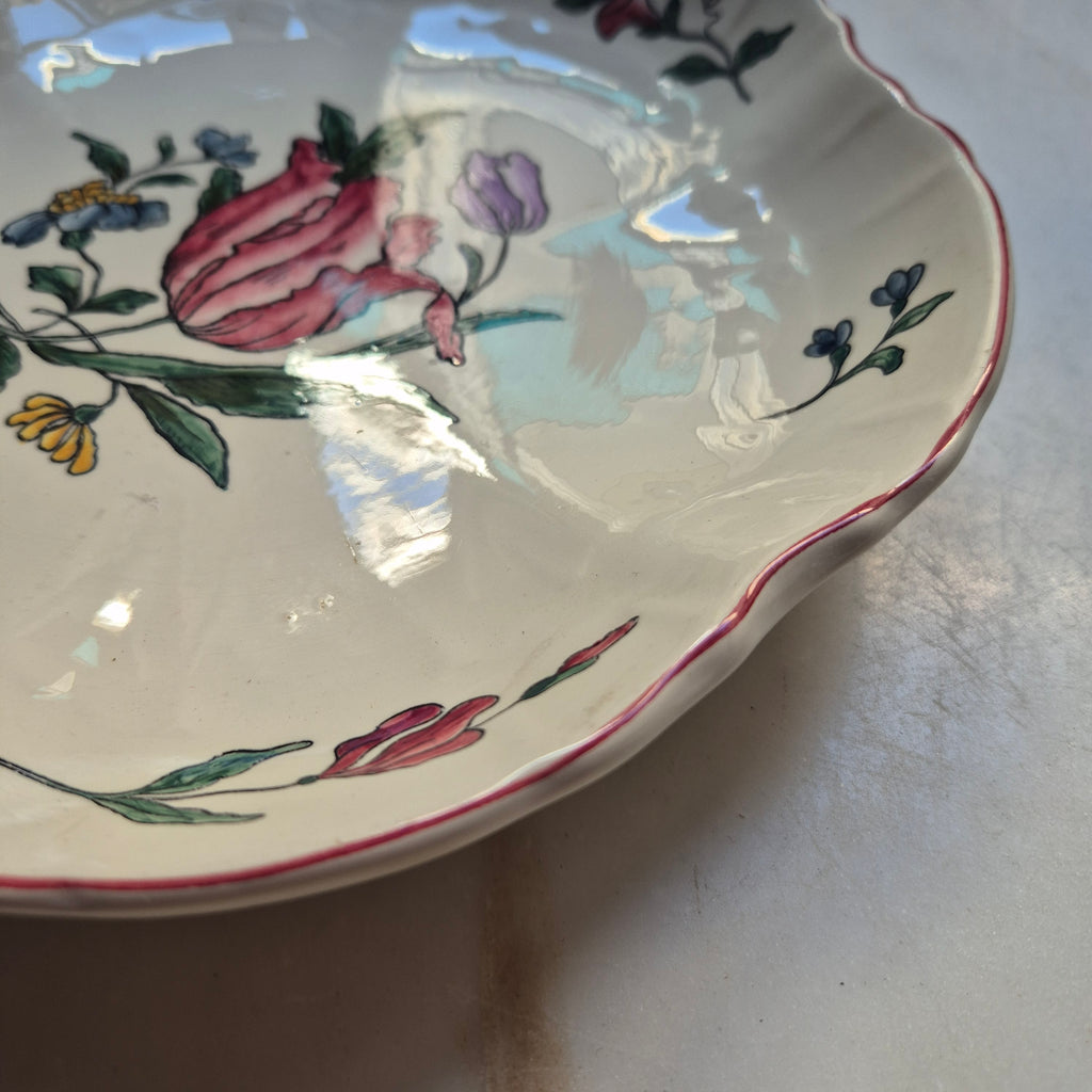 Vintage Zell am Harmersbach Alt Straßburg Servierteller Teller Keramik Blumen (Abplatzer!)
