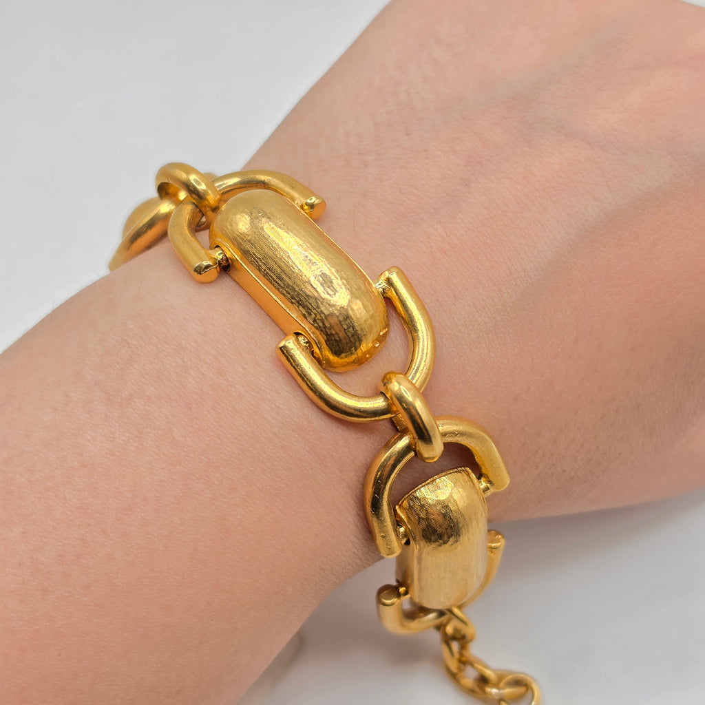 Vintage- Statement-Gliederarmband in mattiertem Gold-Look