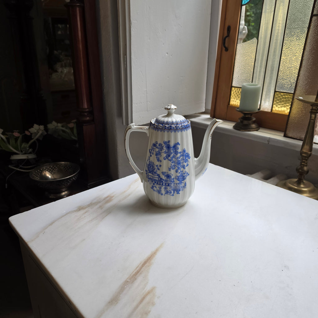 Antike Kaffeekanne Echt Tuppack China Blau Tiefenfurt Blau Weiß