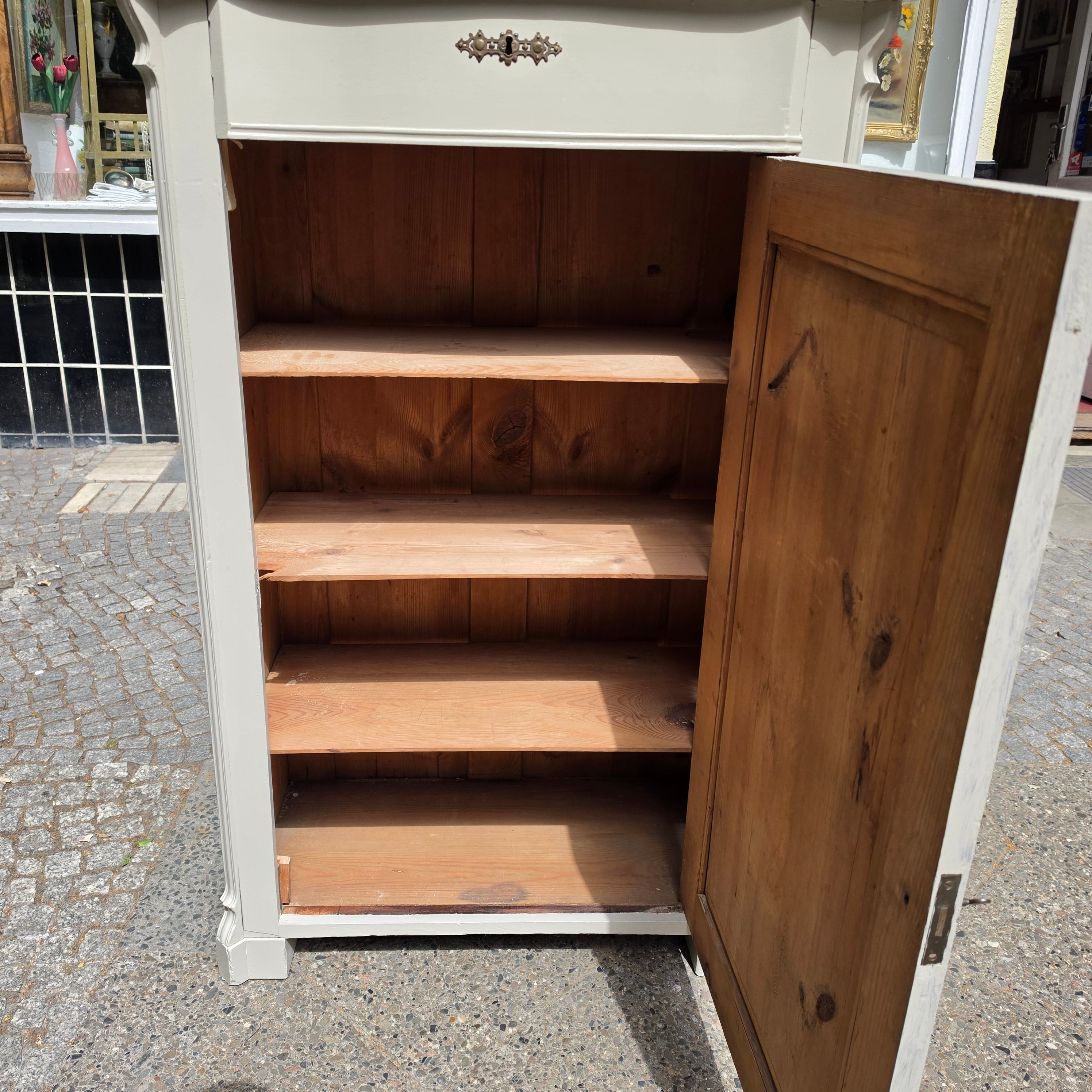 Antikes Gründerzeit-Vertiko um 1890 – Graubeige - Shabby Chic