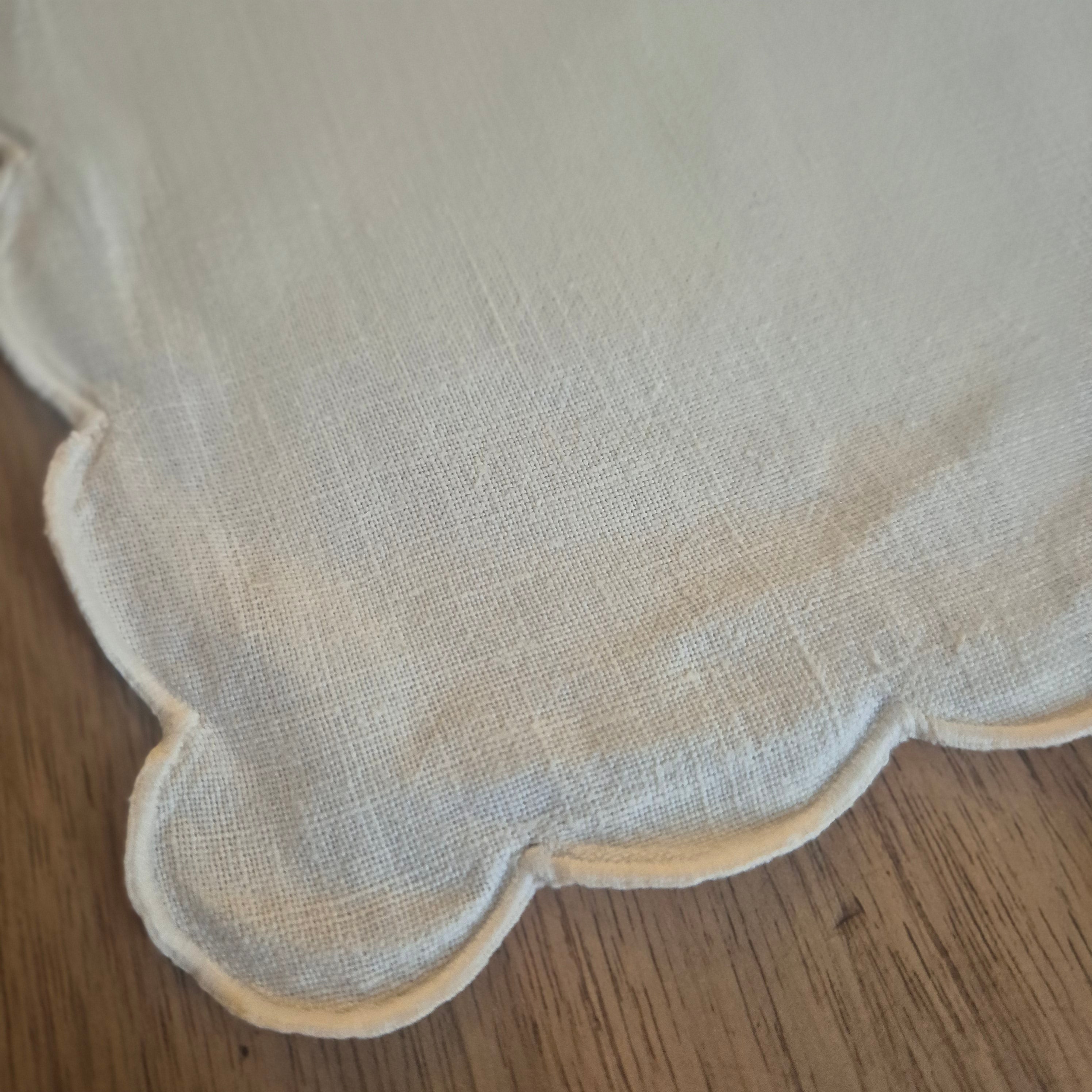 Vintage Leinen Baumwolle Stoff Serviette Einstecktuch Eicheln 42x42cm