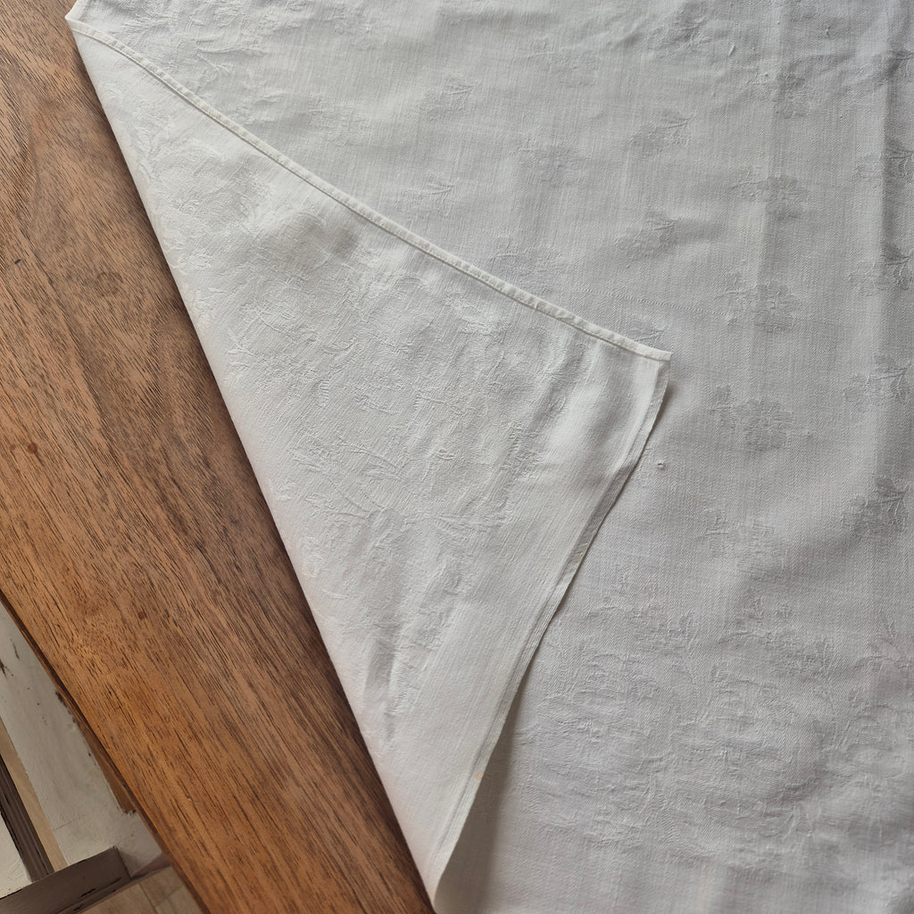 Antike Serviette / Mitteldecke weiß Damast Baumwolle 70x63cm Monogramm S.M