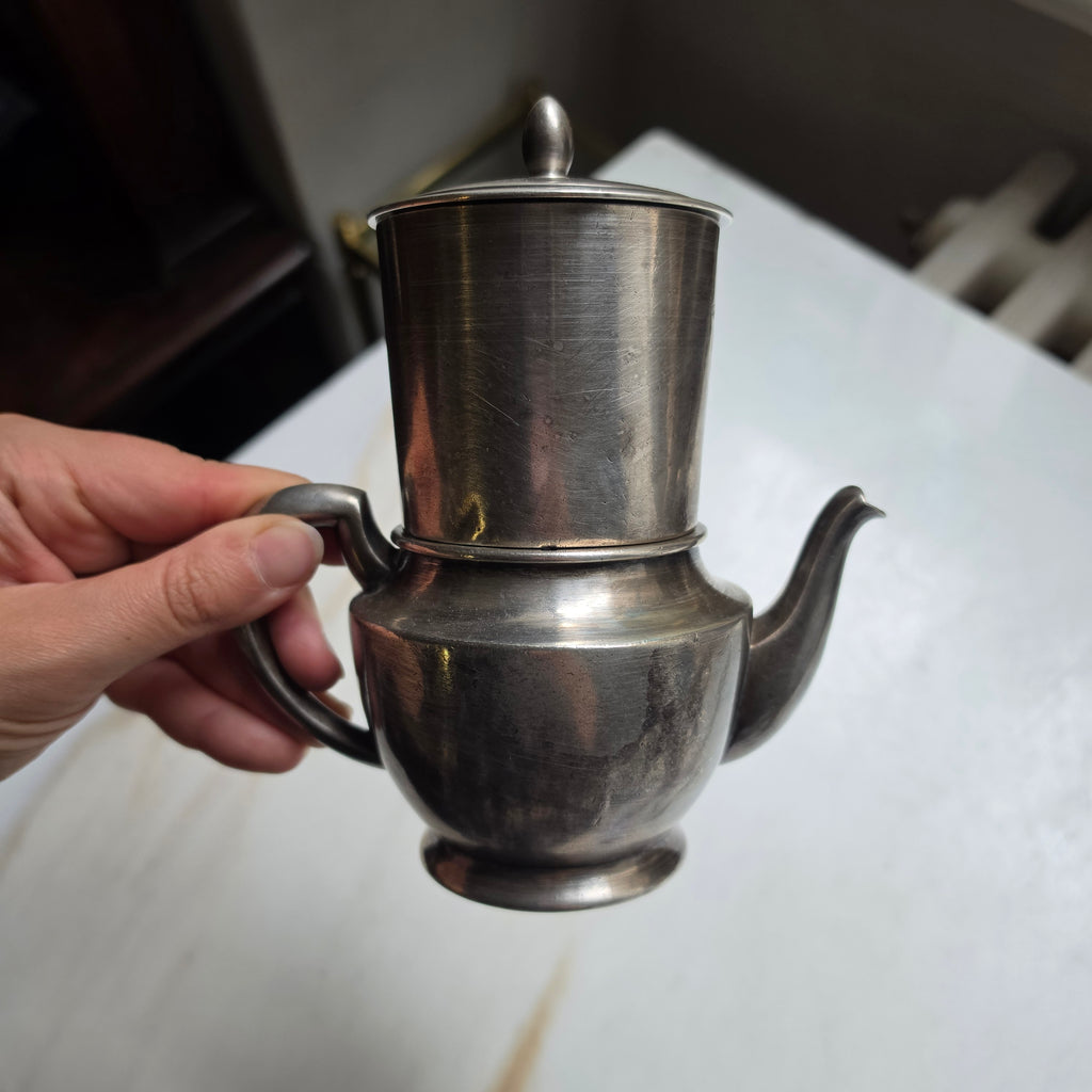 Antiker WMF Espressokocher / Kaffeekanne – Versilbert, 0,3L mit Innensieb, ca. 1920-1940