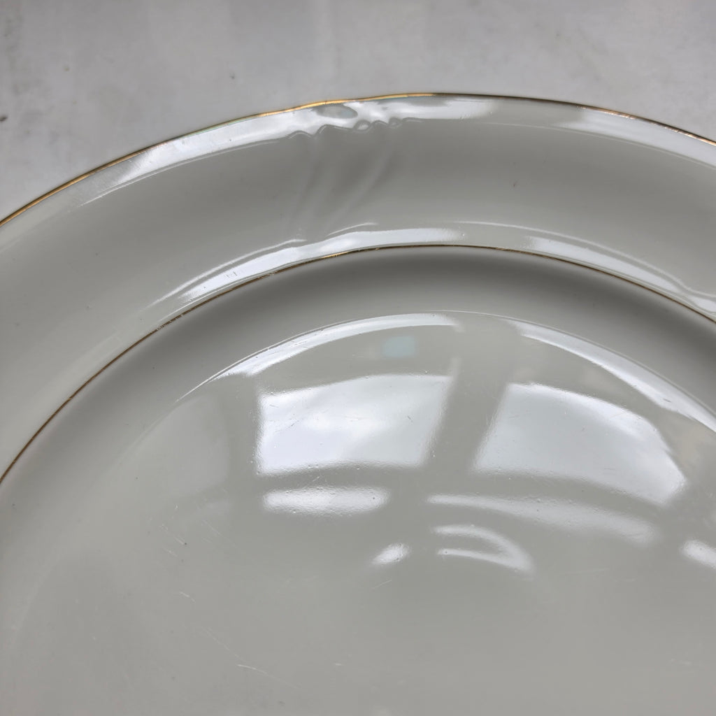 Großer antiker Porzellan-Servierteller - Elfenbeinfarben mit edlem Goldrand - Elegante Torten- & Gebäckplatte
