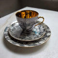 Vintage Sammeltasse 3-teilig „Marmor & Gold“ – Wałbrzych Porzellan Polen - Mid-Century / Retro