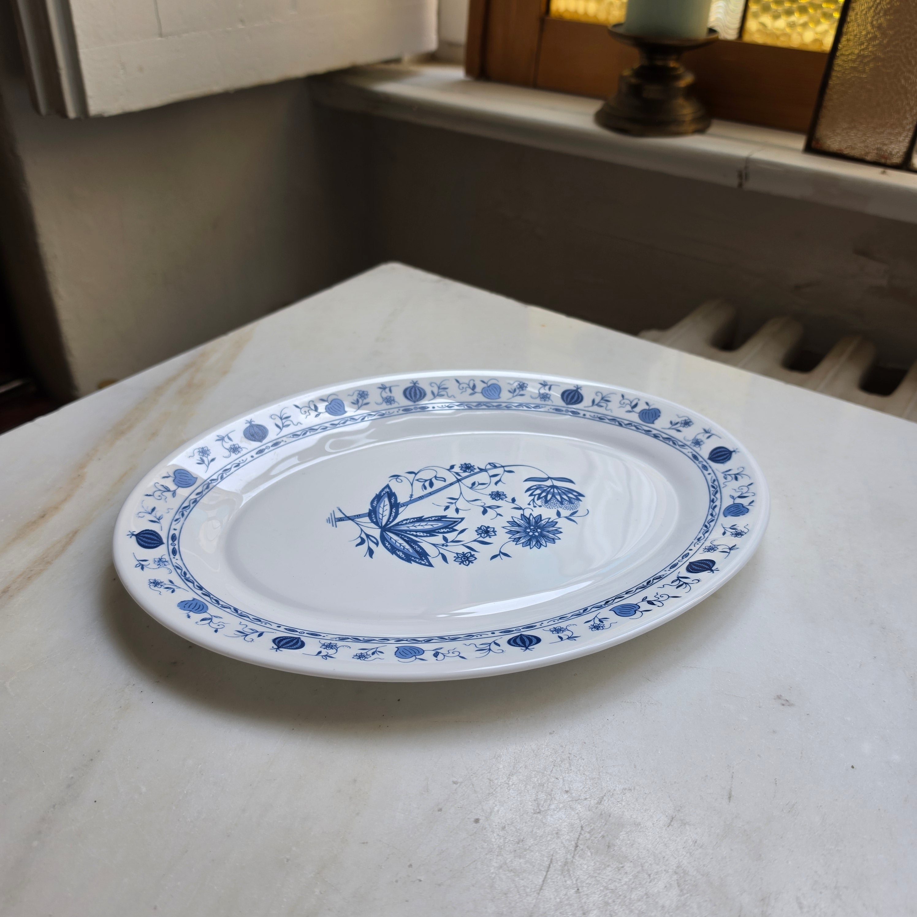 Vintage Servierplatte „Zwiebelmuster-Stil“ – Harmonia CRIVISA (Made in Spain)