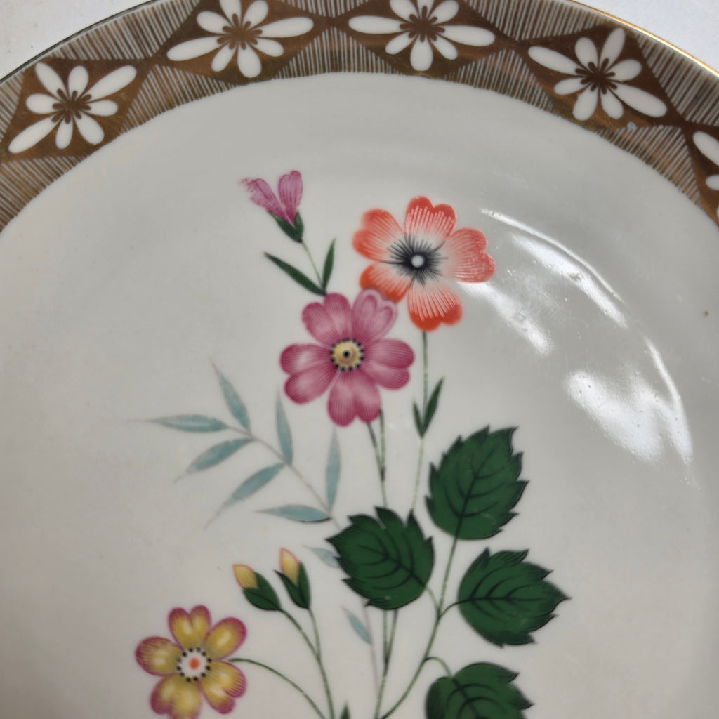 Vintage Porzellan Gedeck 3-teilig – Winterling Marktleuthen Bavaria mit Golddekor & Blumenmotiv