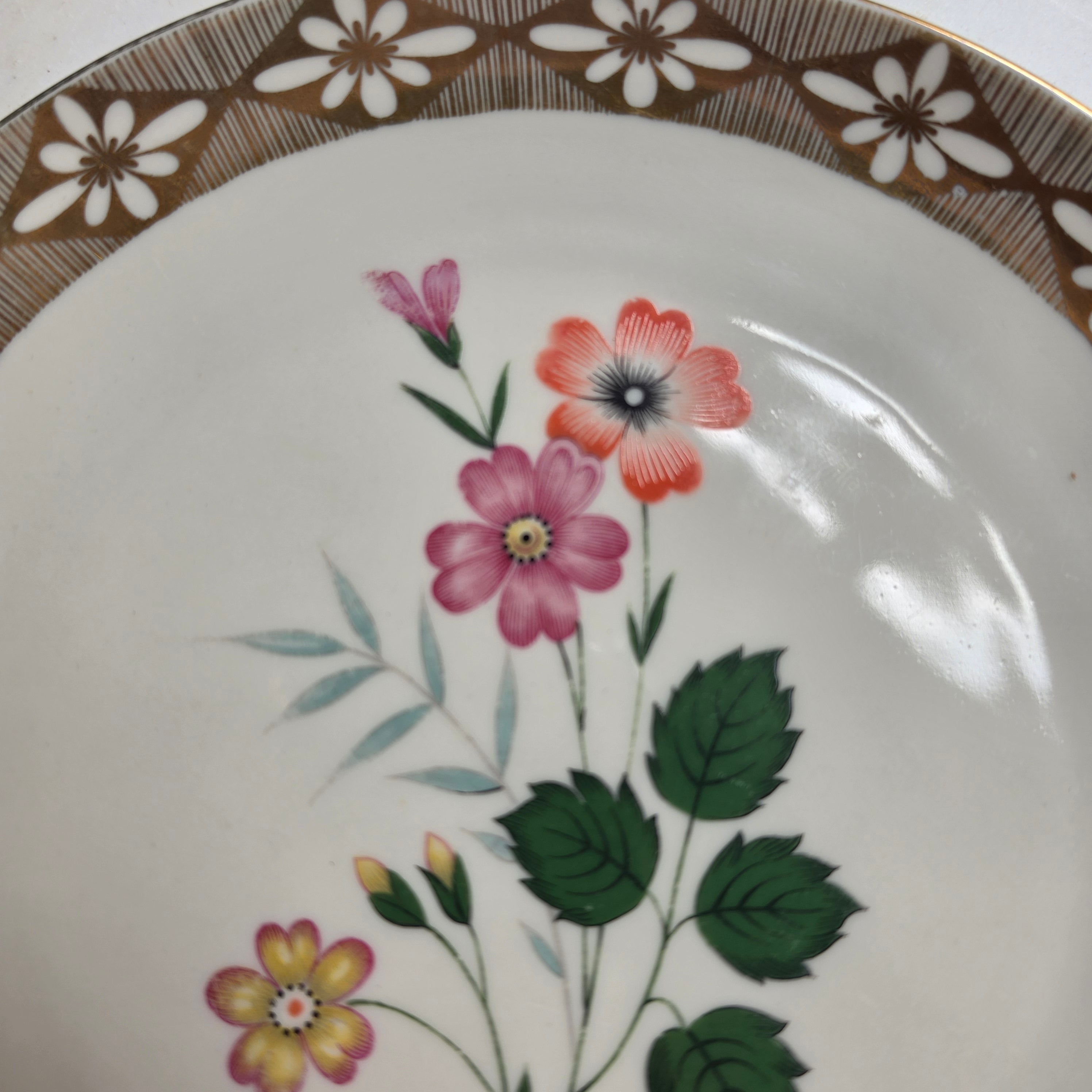 Vintage Porzellan Gedeck 3-teilig – Winterling Marktleuthen Bavaria mit Golddekor & Blumenmotiv