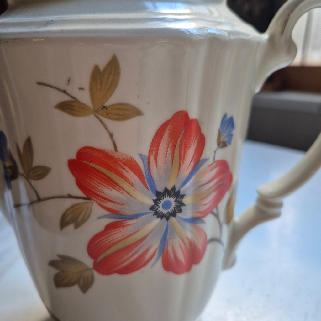 Antike handbemalte Kaffekanne elfenbeinfarbend von Bavaria Schirnding