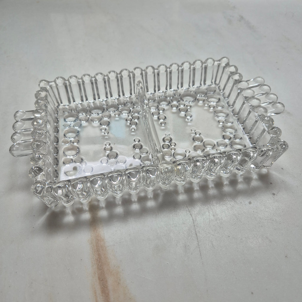 Vintage Bubble - Glasschale - Servierteller - mit Griff