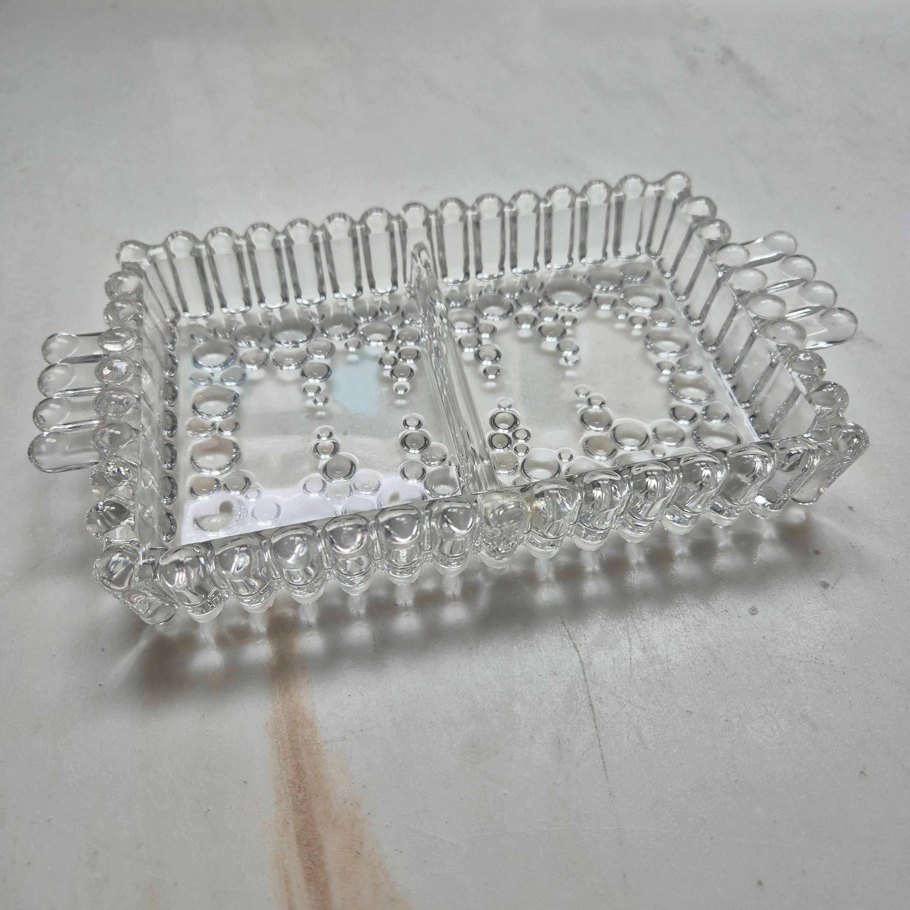 Vintage Bubble - Glasschale - Servierteller - mit Griff