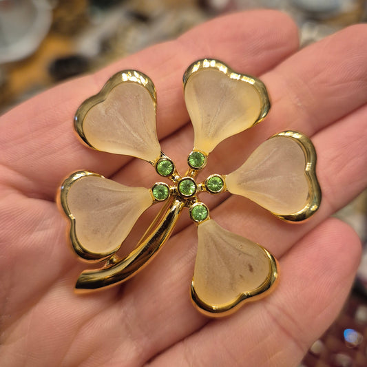 Große Statement Brosche / Kleeblatt Modeschmuck