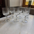 6x Vintage Kristall Likörgläser – Edler Lanzettschliff & Doppel-Nodus-Stiel - Südweingläser