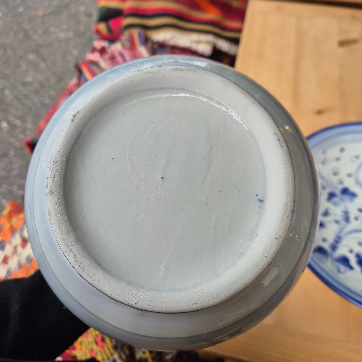 Vintage Krug mit Waschschüssel Keramik blau weiß