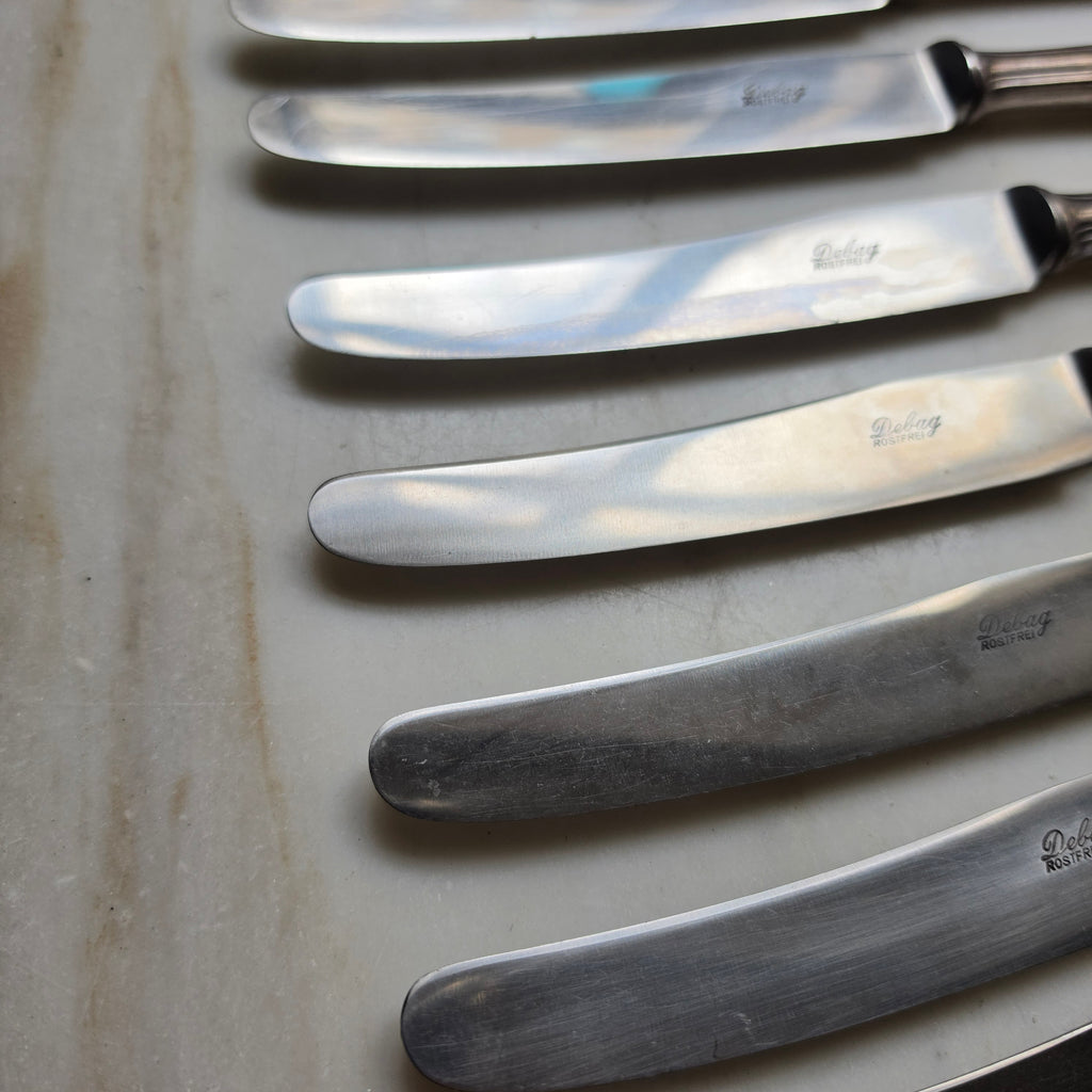 11x Antike Debag Rostfrei Messer sehr lang 40er Jahre versilbert 90 - zum aufpolieren!