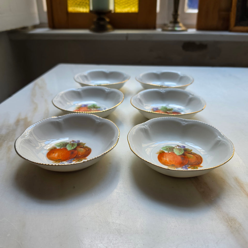 6x Antike Porzellan Schälchen - Obstmotiv - Tellerchen