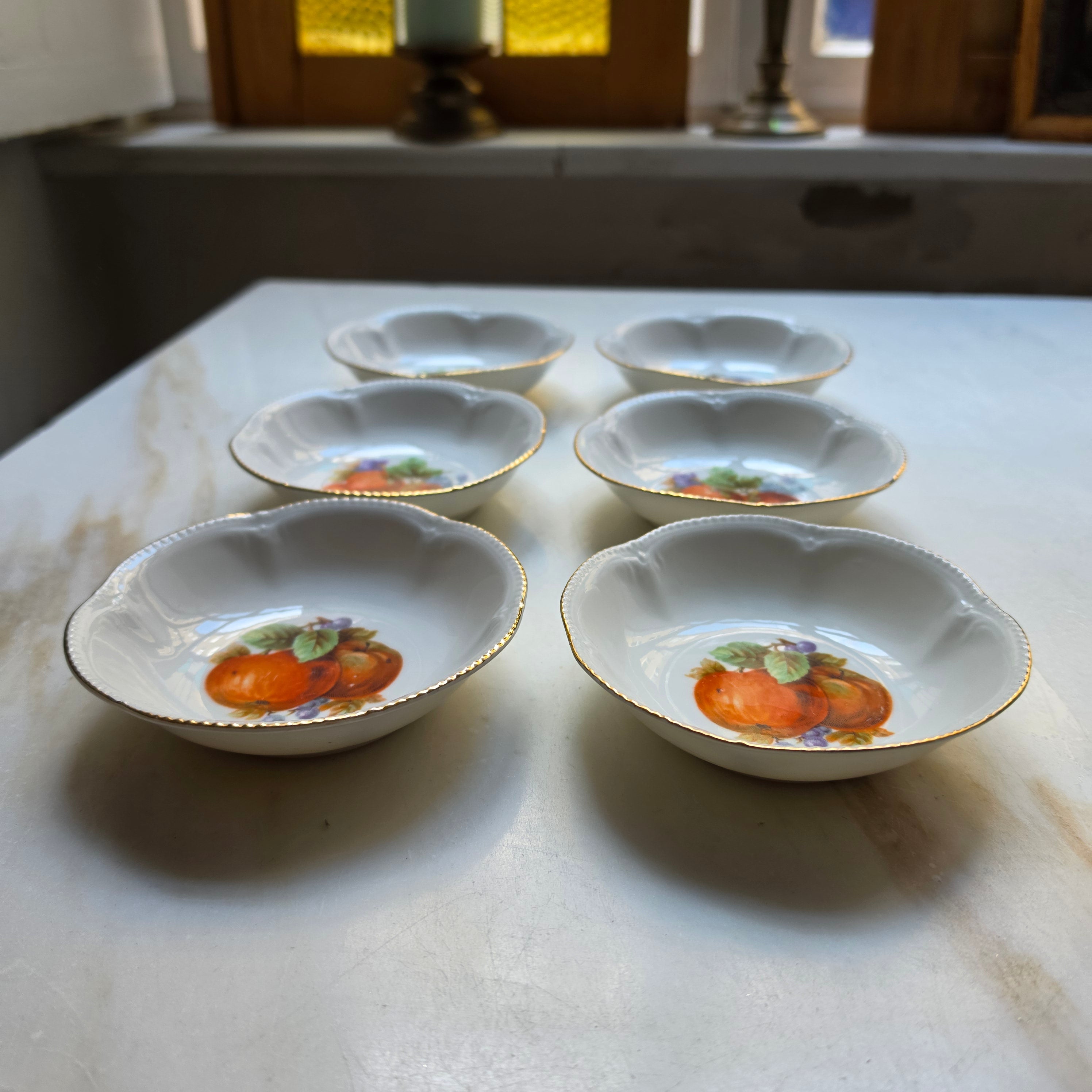 6x Antike Porzellan Schälchen - Obstmotiv - Tellerchen