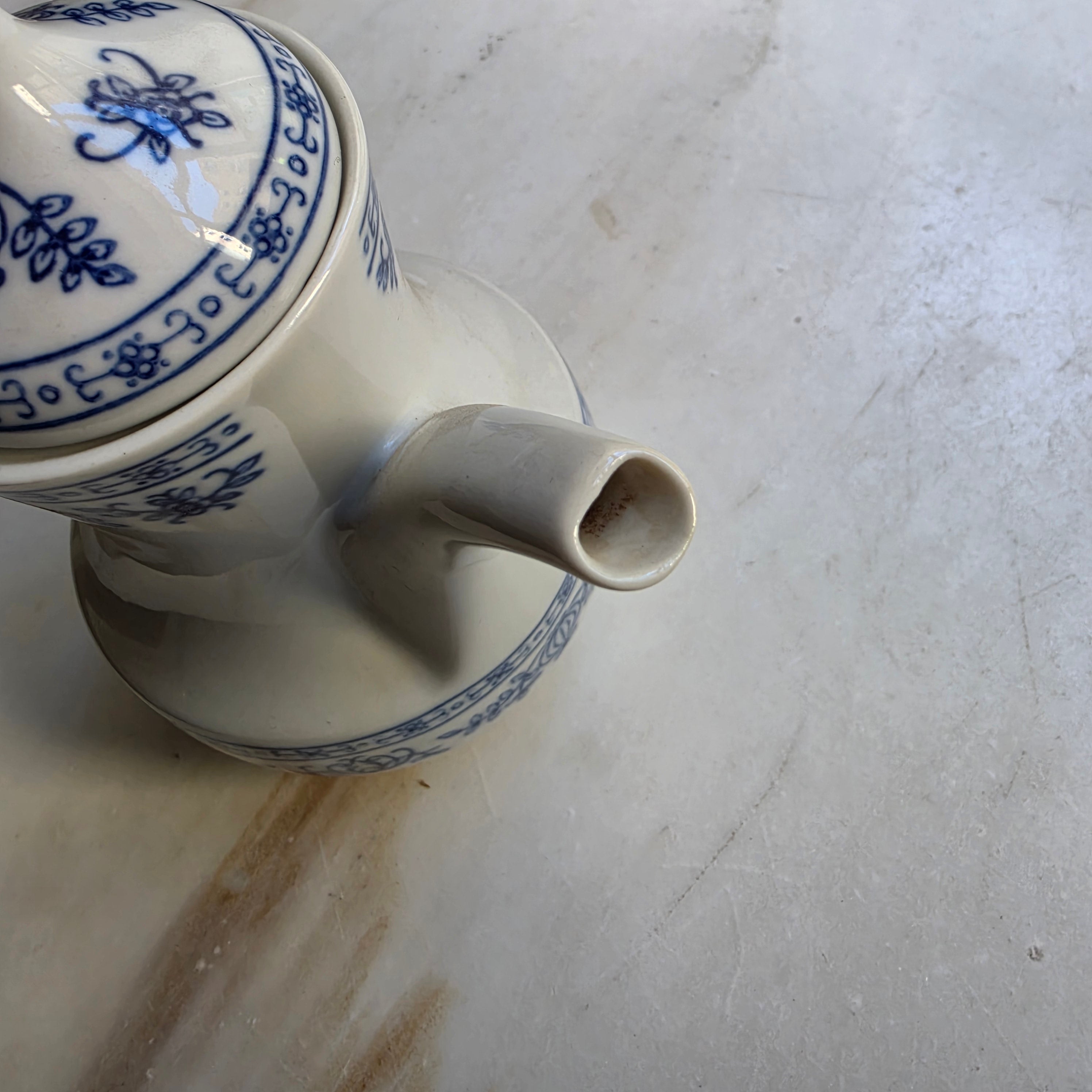 Kahla GDR Zwiebelmuster Tee Kaffeekanne Kanne Mokka Vintage blau weiß kobaltunterglasur