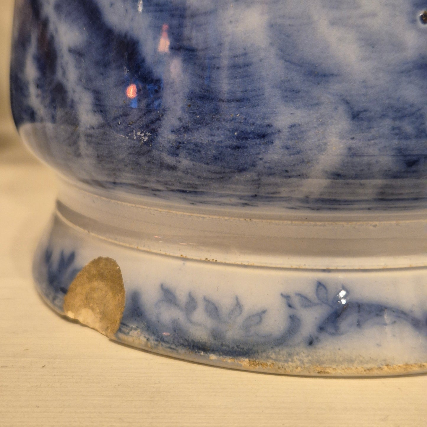 Antike H.H & Cie Delft Vorratsdose ohne Deckel blau weiß 120Jahre alt Kochlöffelhalter Aufschrift "Nudeln"