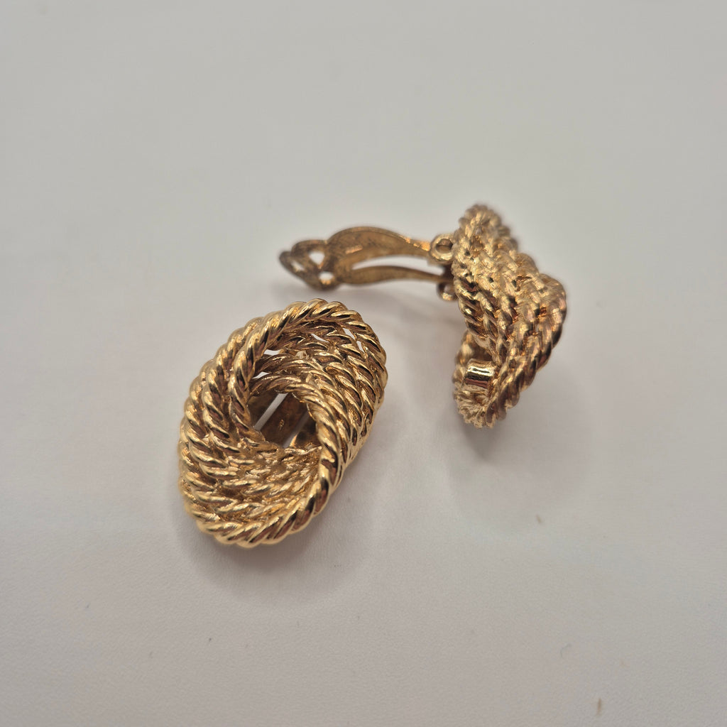 Vintage 50er Jahre Massive Runway Ohrringe / Made in West Germany Statement Clips Creolen Gold