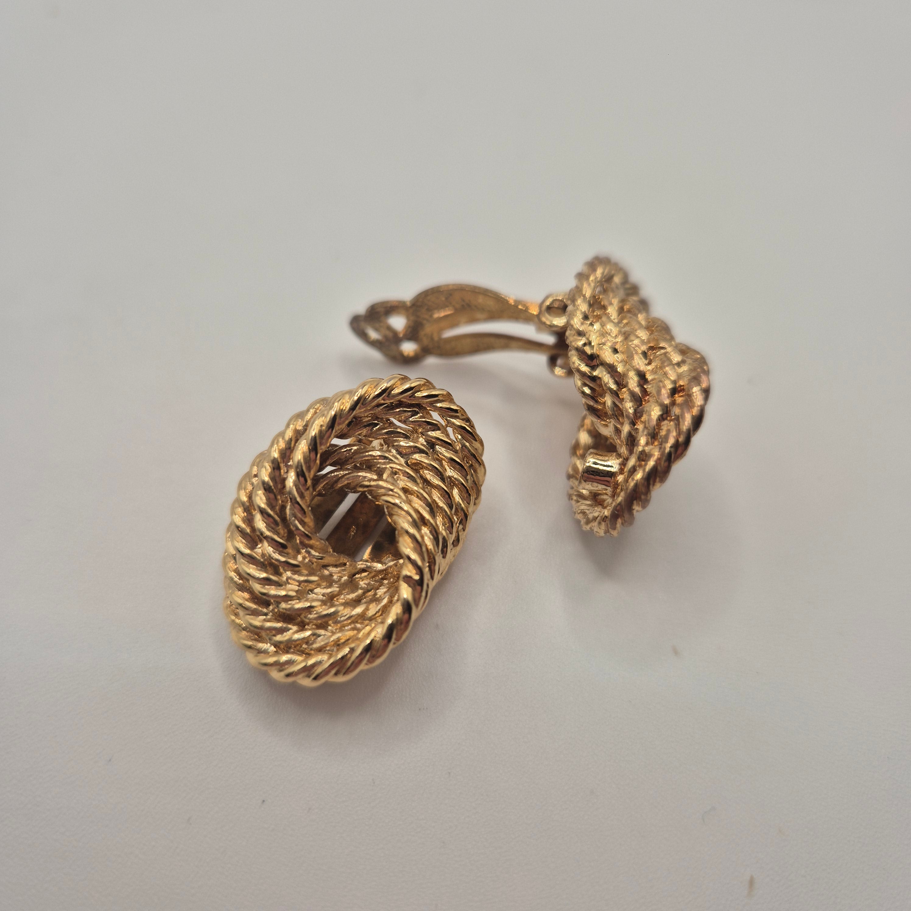 Vintage 50er Jahre Massive Runway Ohrringe / Made in West Germany Statement Clips Creolen Gold