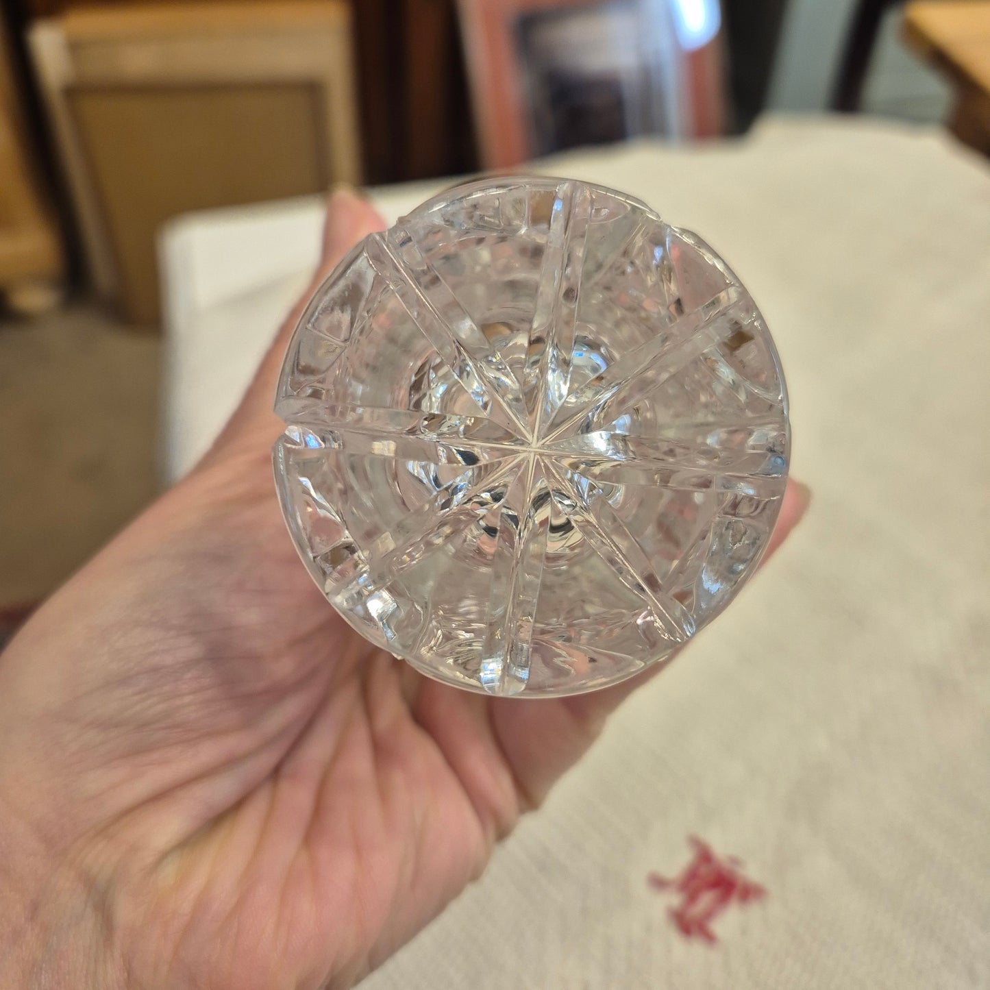 Vintage Kristalloptik Glas Vase transparent