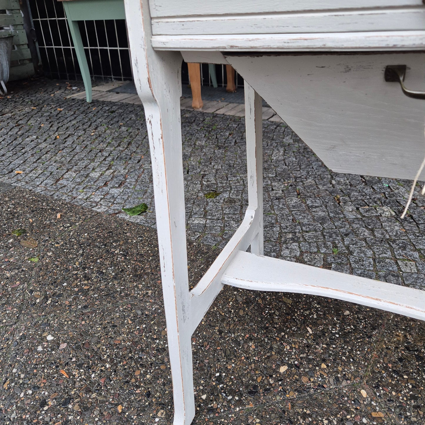 Antiker Jugendstil Nähtisch Beistelltisch Shabby Chic Landhaus Beige