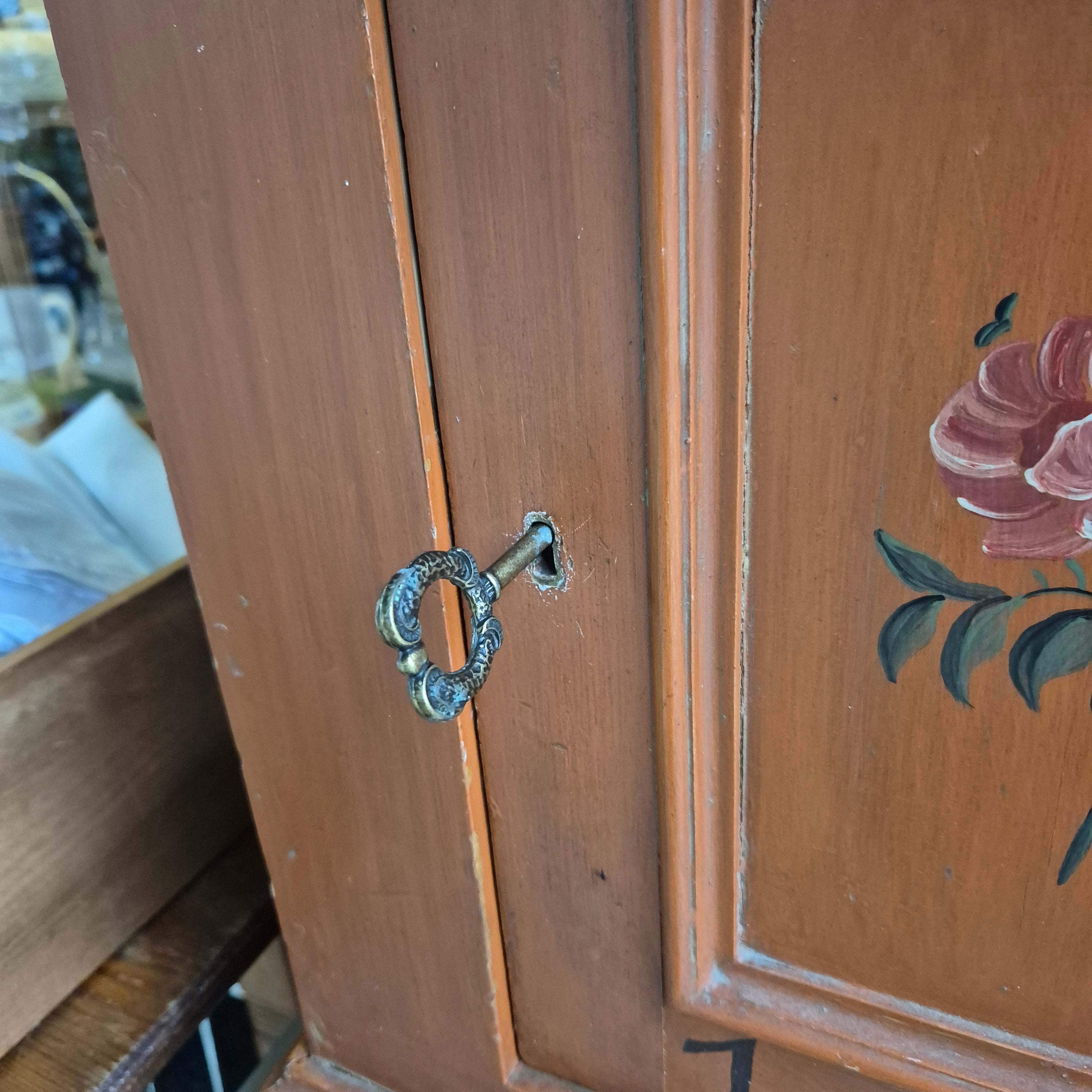 Antiker Wandschrank Bauernschrank Anno 1878 Blumen Handbemalt rustikal Landhaus