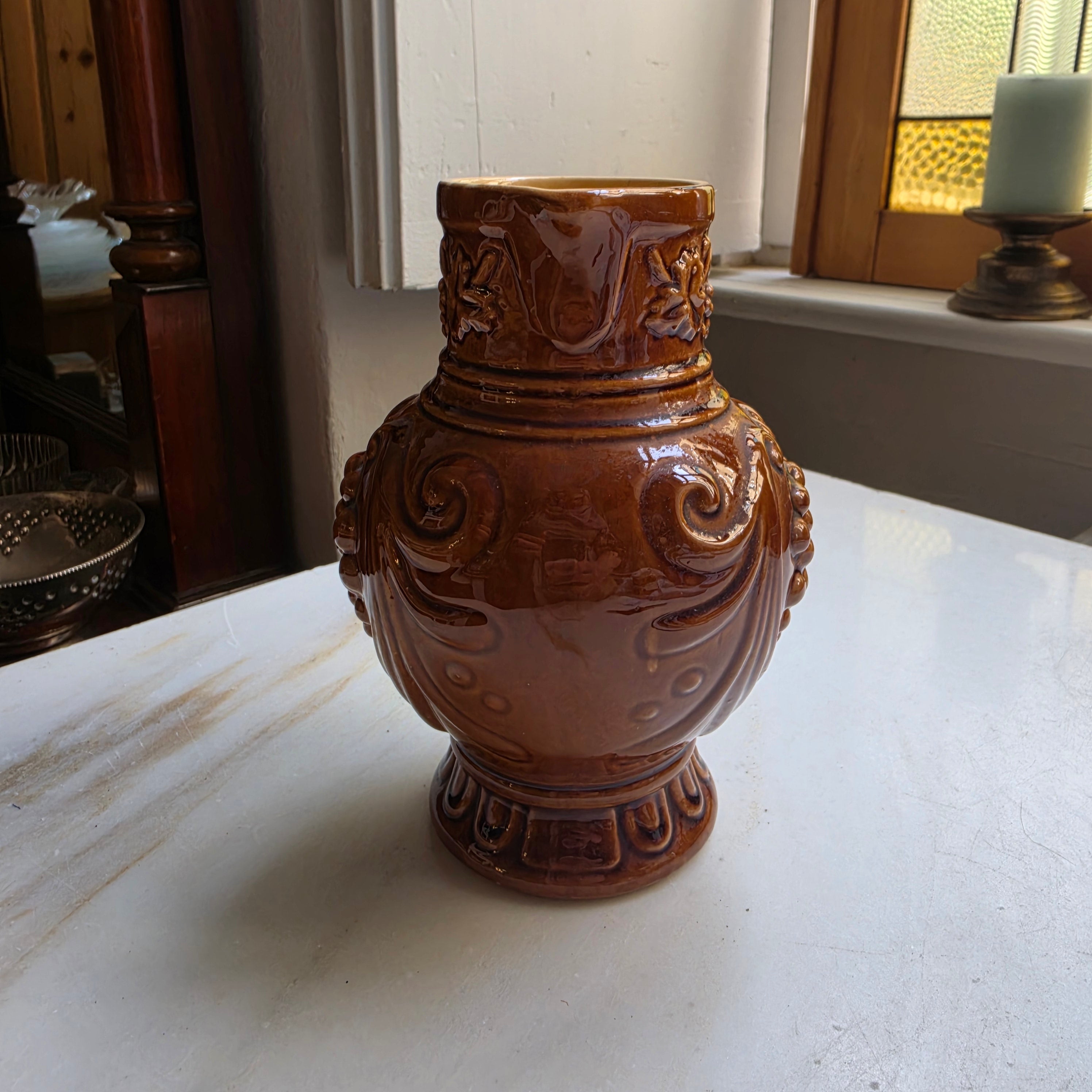 Vintage Keramik-Krug „Weintraube“ – West Germany Braunglasur – Rustikale Deko