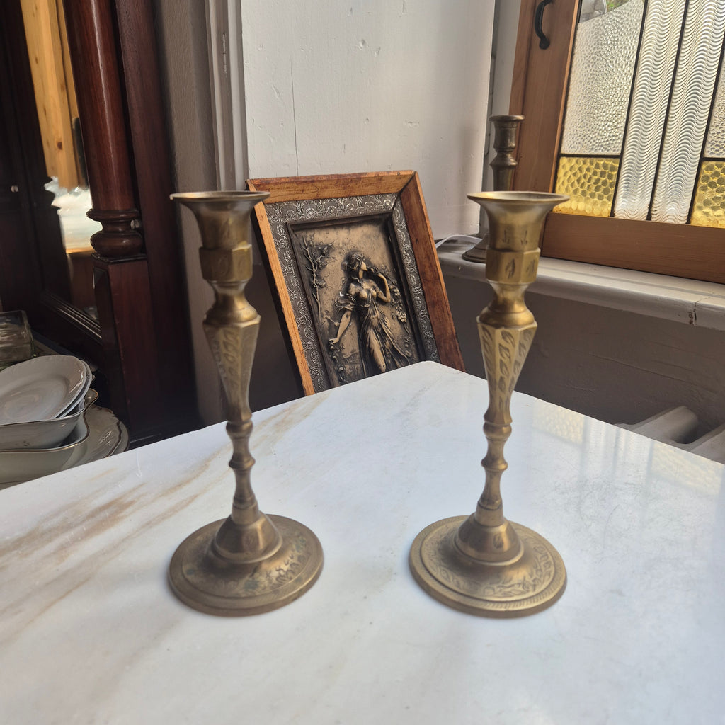 2x Vintage Indische Messing Kerzenhalter