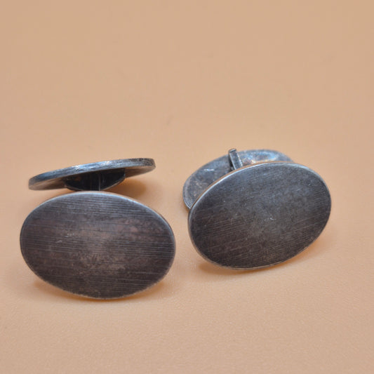 Vintage alte Manschettenknöpfe 835 echt Silber oval zum Aufpolieren!