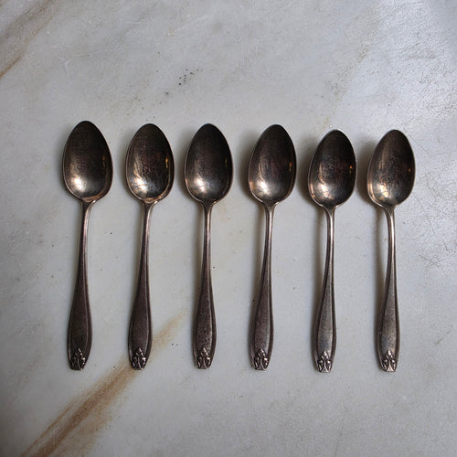6x Jugendstil Teelöffel versilbert 60er Auflage