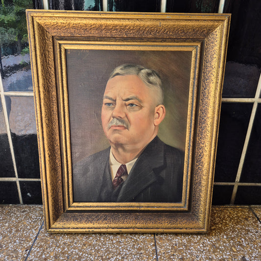 Antikes Ölgemälde auf Leinwand Portrait eines Mannes gerahmt