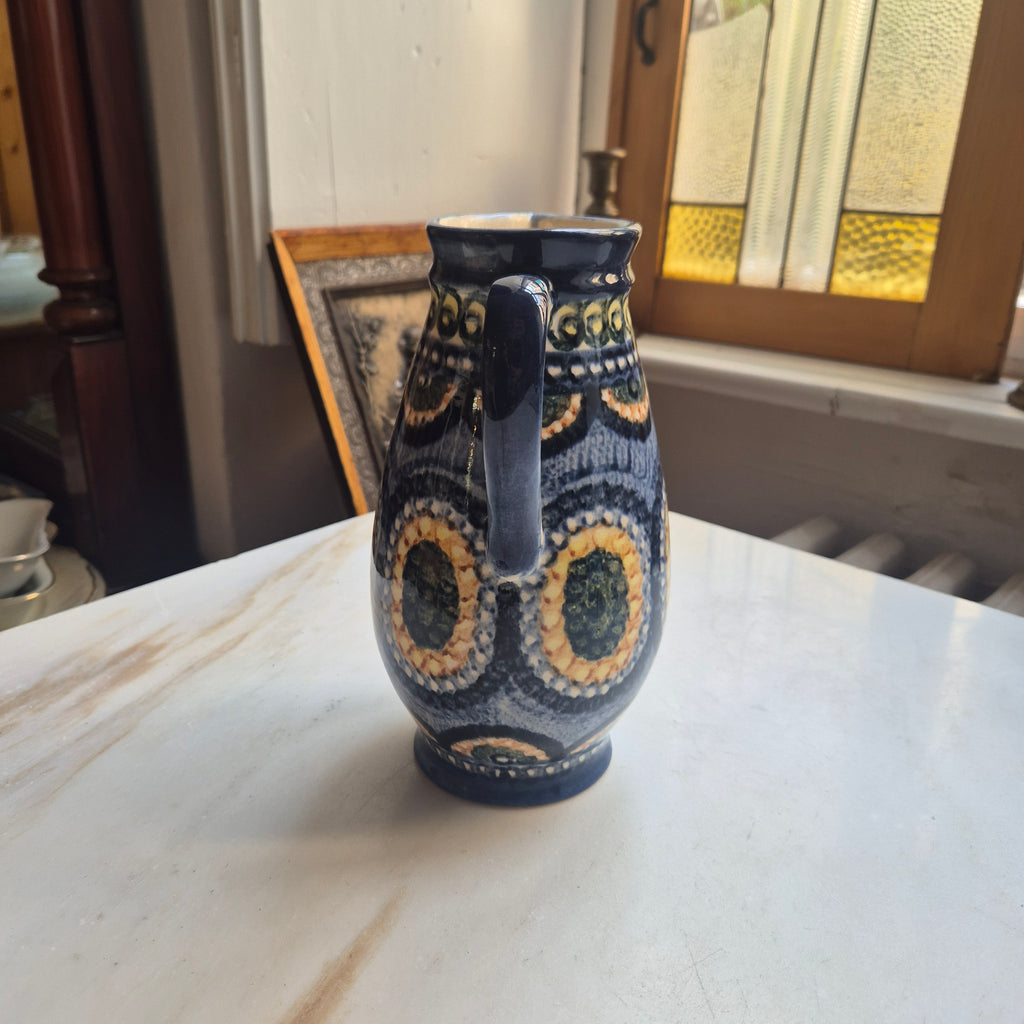 60er Jahre Midcentury Krug Vase blau mit Henkel alt