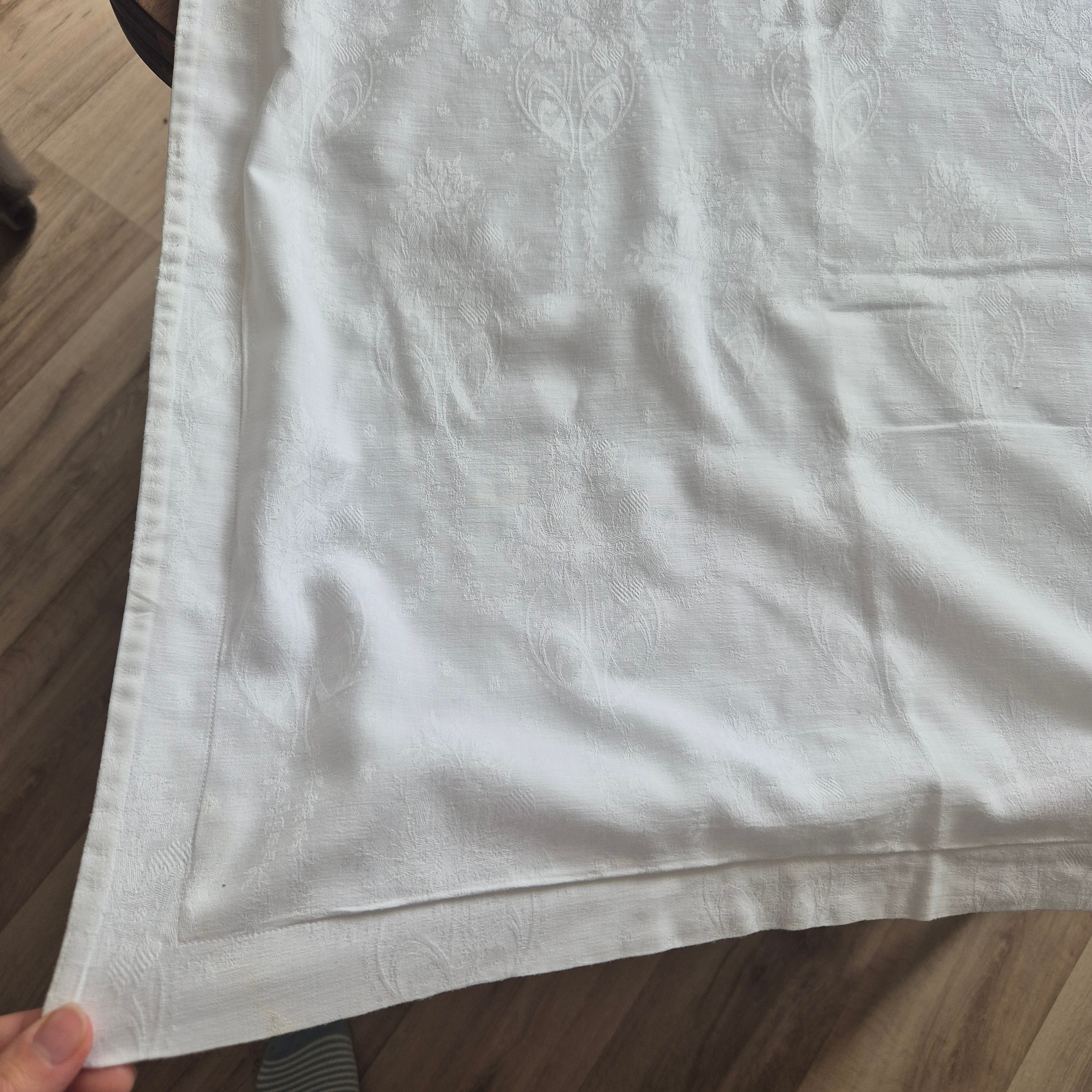 Antike Bettwäsche fürs Baby Damast Baumwolle* kleiner Deckenbezug Shabby Chic Brocante 110x120cm 🤍