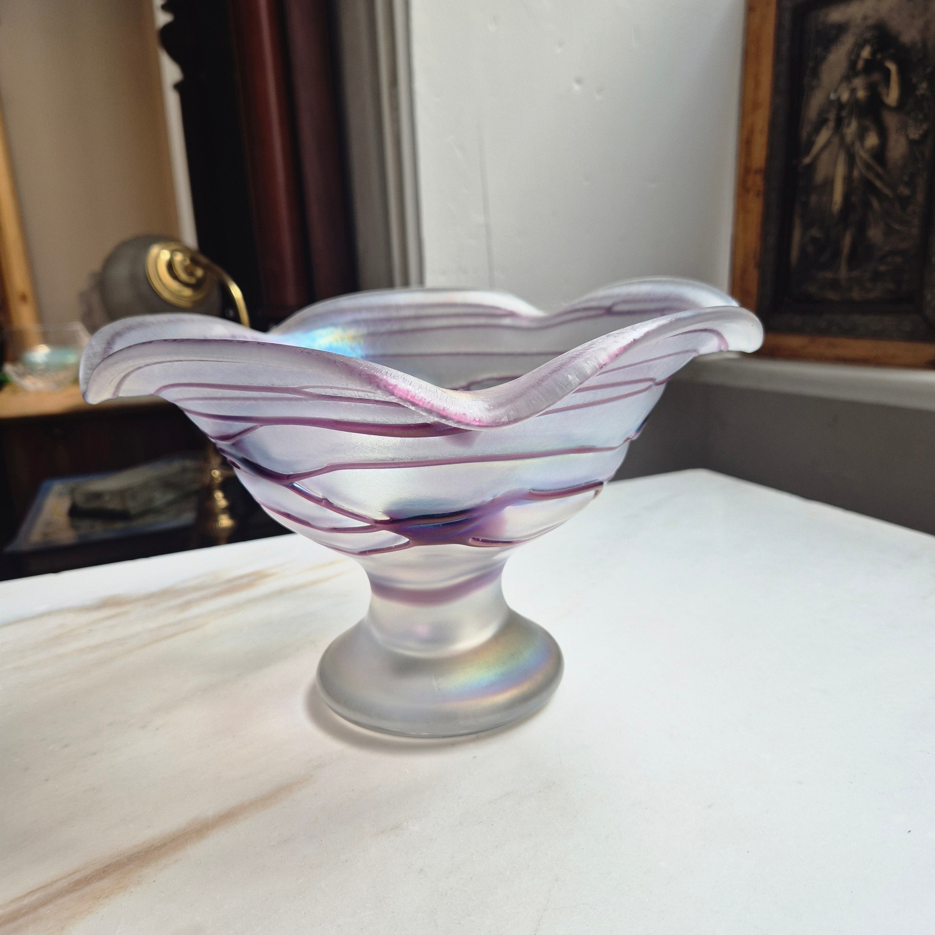 Vintage Jugendstil Glas Schale von Freiherr für Poschinger