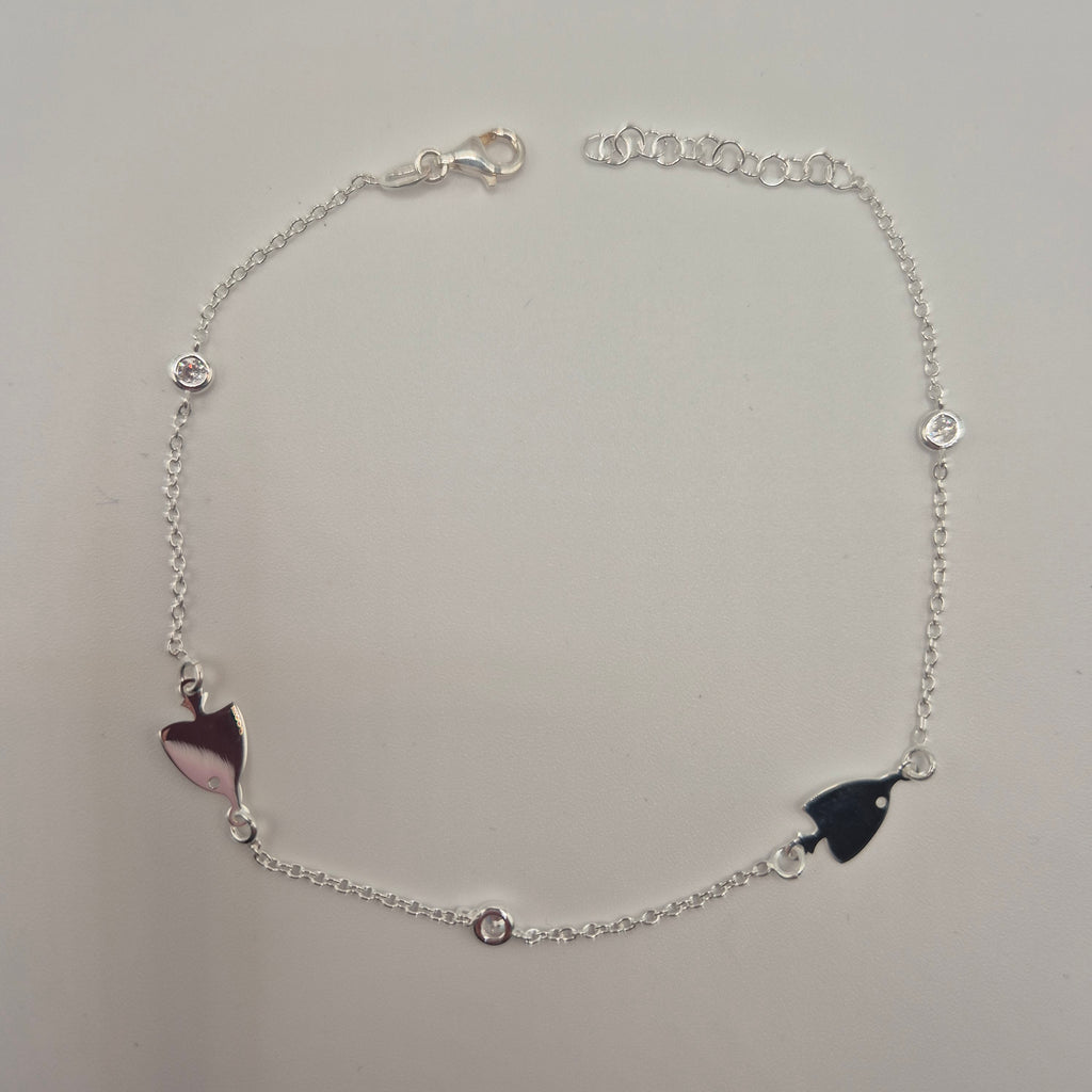 Zartes Fußkettchen Silber 925 Fische