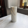 Vintage Zylinder-Vase aus massivem Marmor / Alabaster – Cremeweiß mit natürlicher Maserung