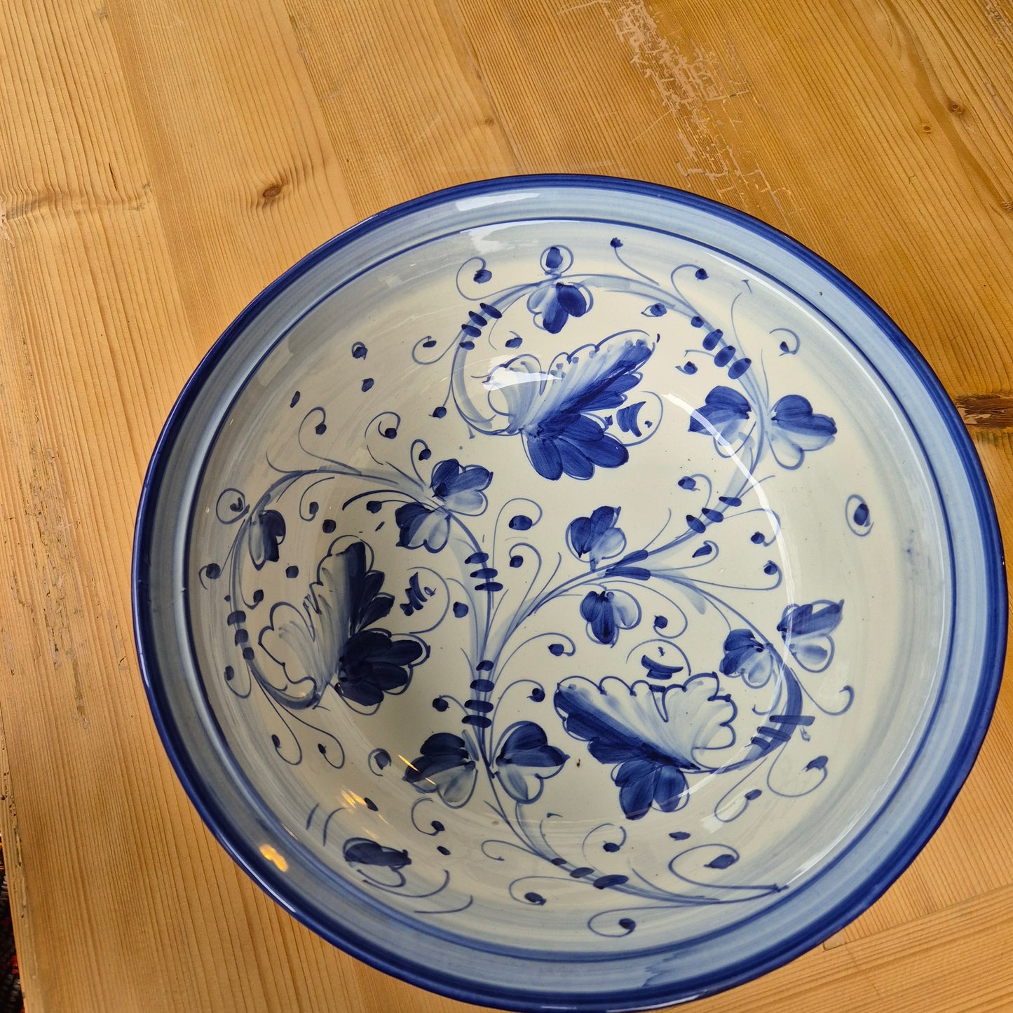 Vintage Krug mit Waschschüssel Keramik blau weiß