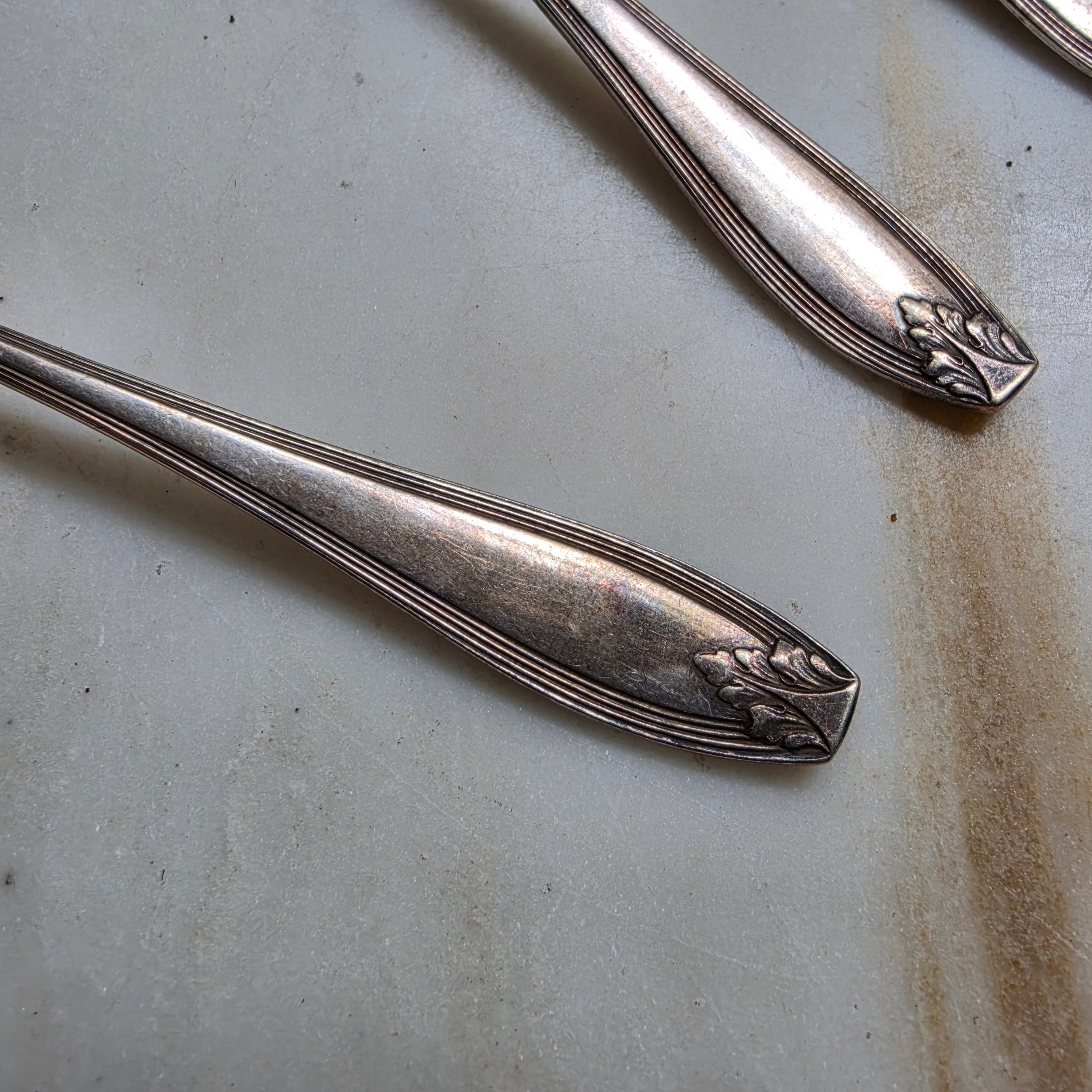 6x Jugendstil Teelöffel versilbert 60er Auflage