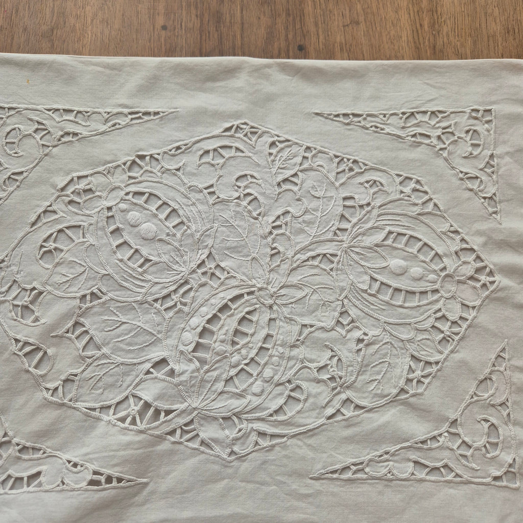 Antiker Kissenbezug zum vollenden mit Spitze Kissenhülle 41x51cm Baumwolle Stoffrest