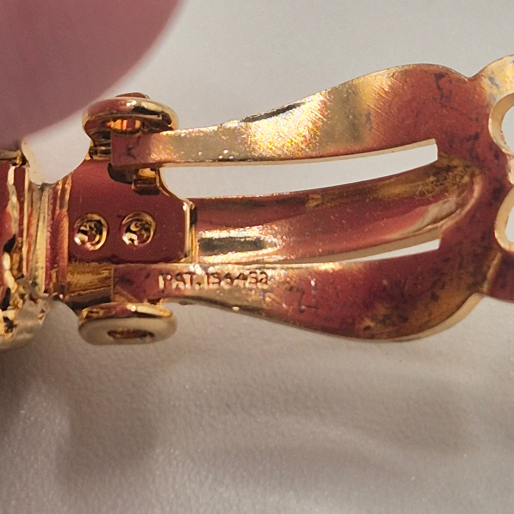 Vintage 50er Jahre Massive Runway Ohrringe / Made in West Germany Statement Clips Creolen Gold Blatt