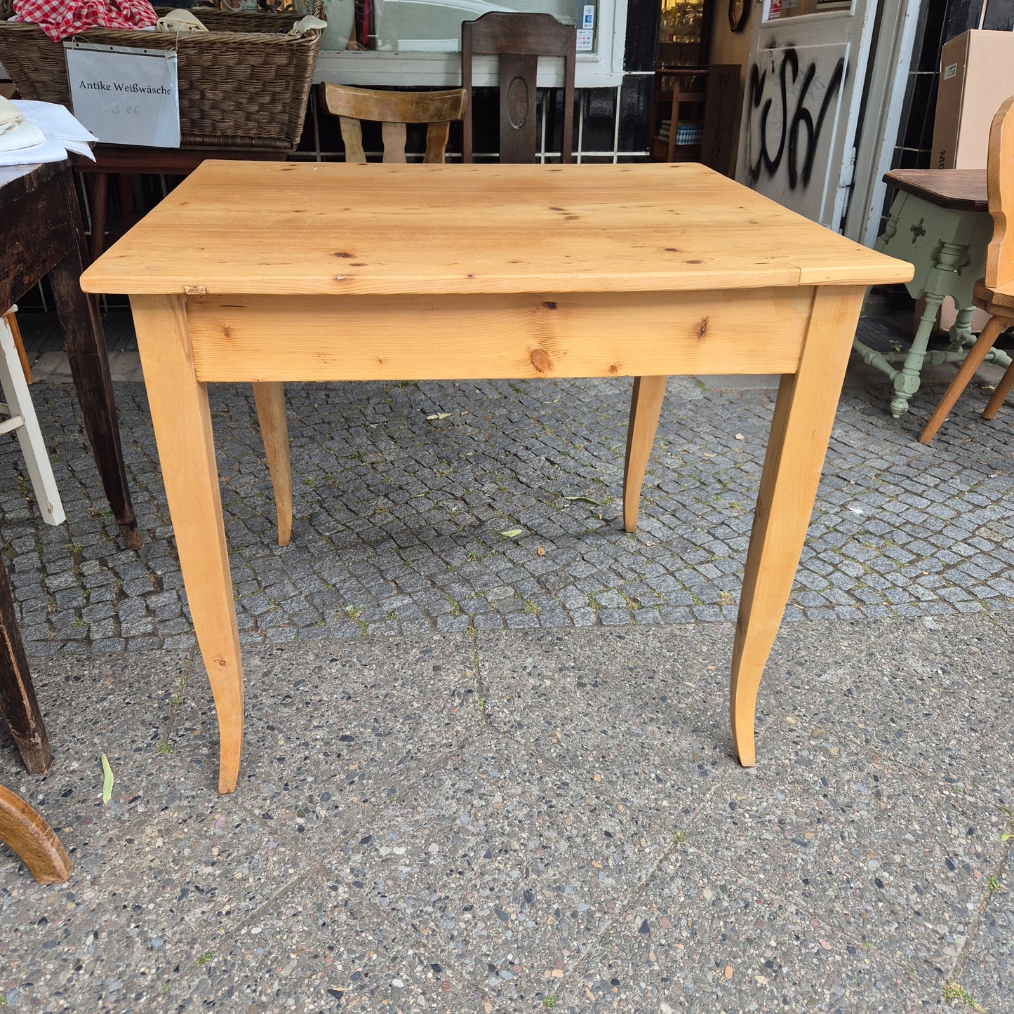 Antiker Biedermeier Tisch Kiefernholz 80x90cm Vollholz