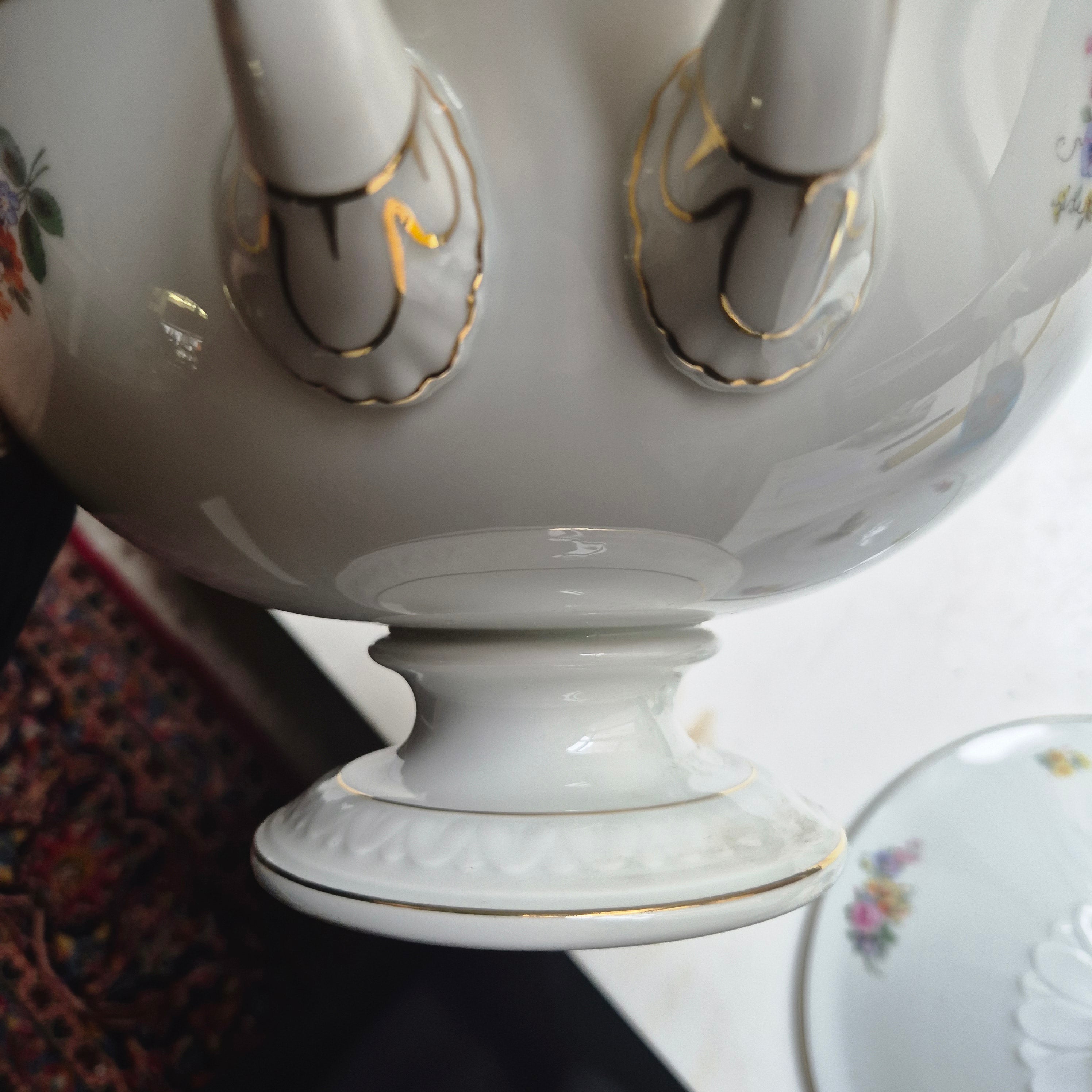 Antike Rosenthal Bavaria Empire Terrine Suppenterrine Schüssel Blumenmalerei Porzellan