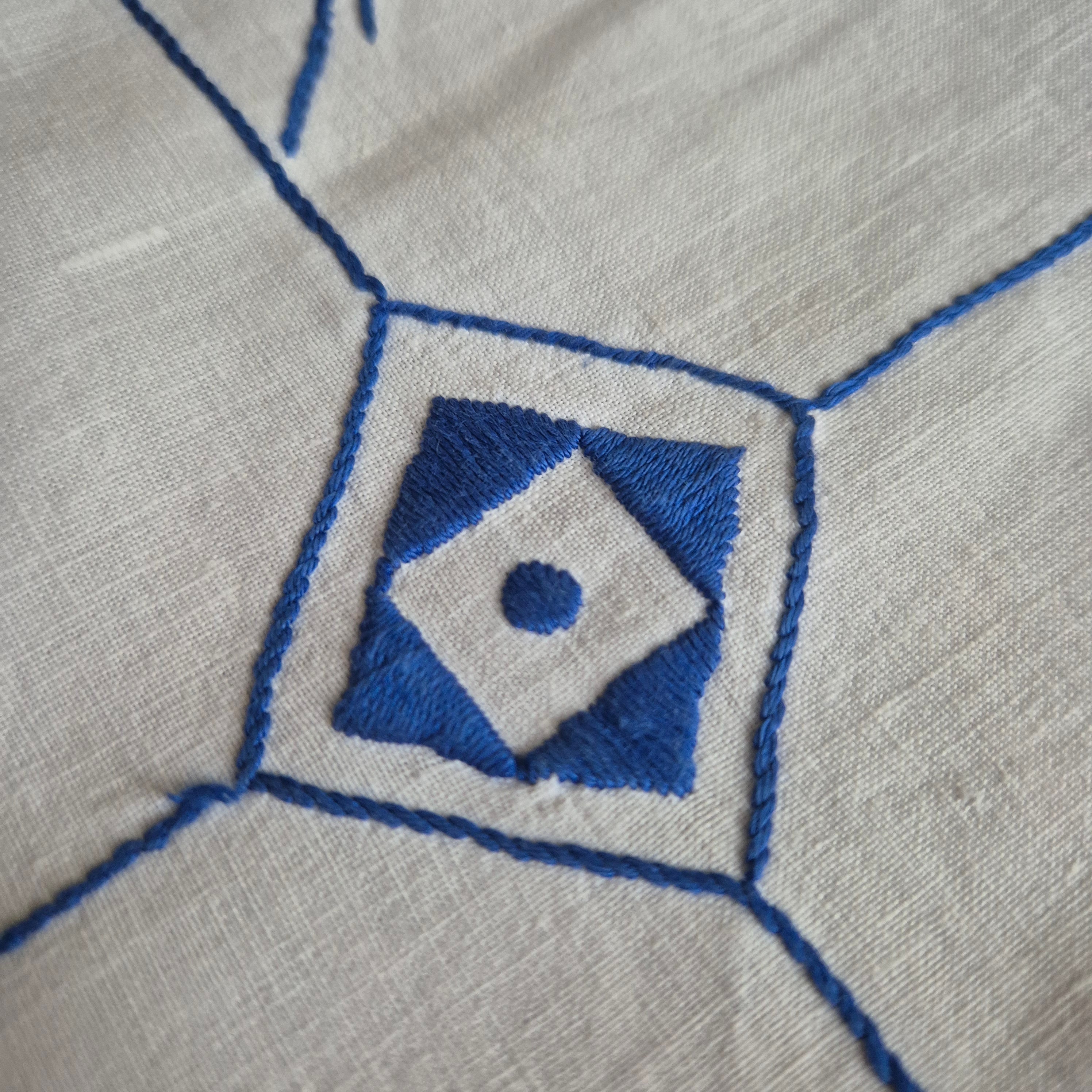Vintage Überhandtuch blau weiß Mühlen Holland Handmade 60x134cm