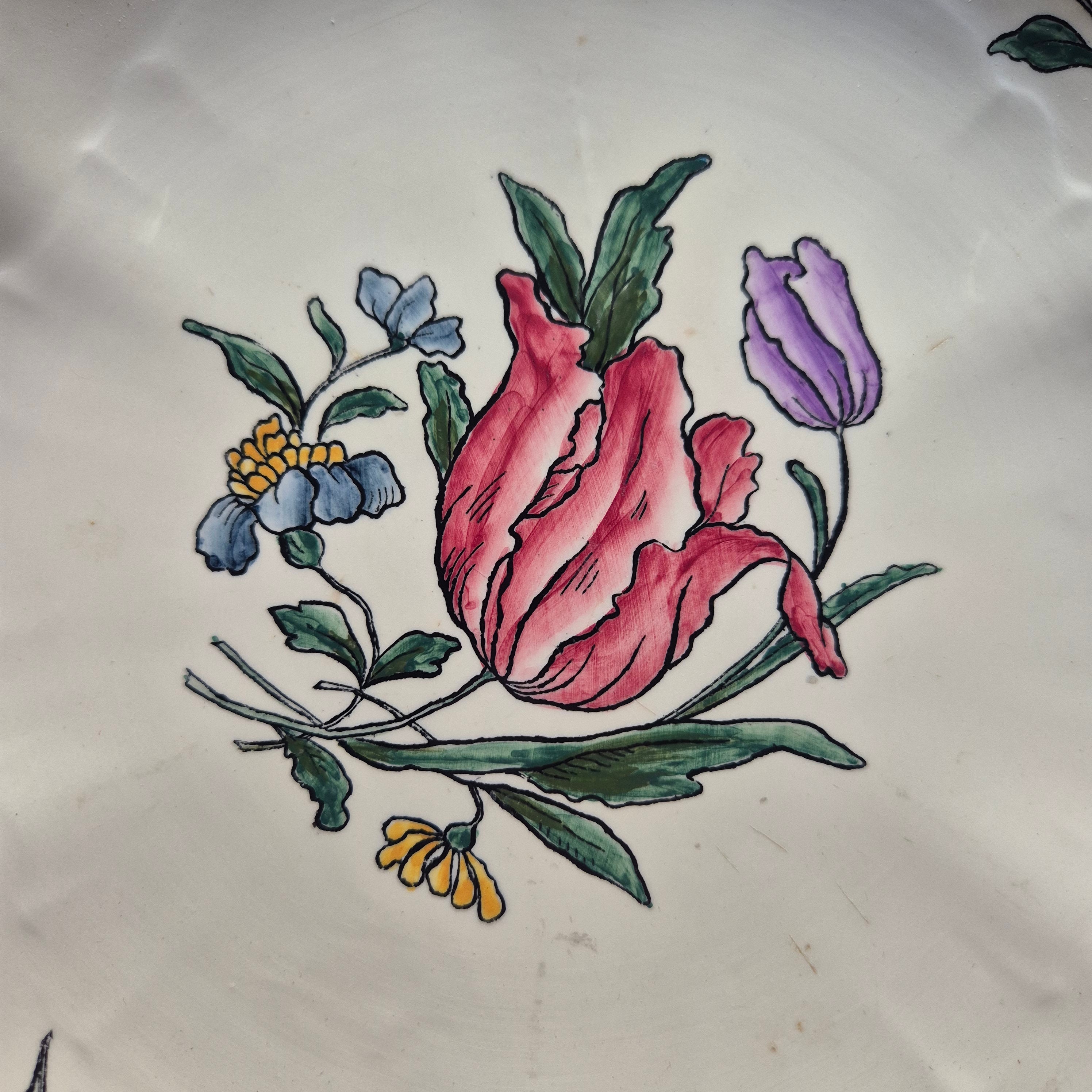 Vintage Zell am Harmersbach Alt Straßburg Servierteller Teller Keramik Blumen (Abplatzer!)