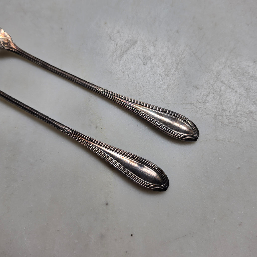 Antikes 2er-Set Aufschnittgabeln - Zitronengabeln – Versilbert mit feiner Patina