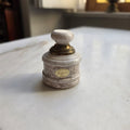 Vintage Marmordose mit Messingring & Deckel | Artesanía Raco Chile