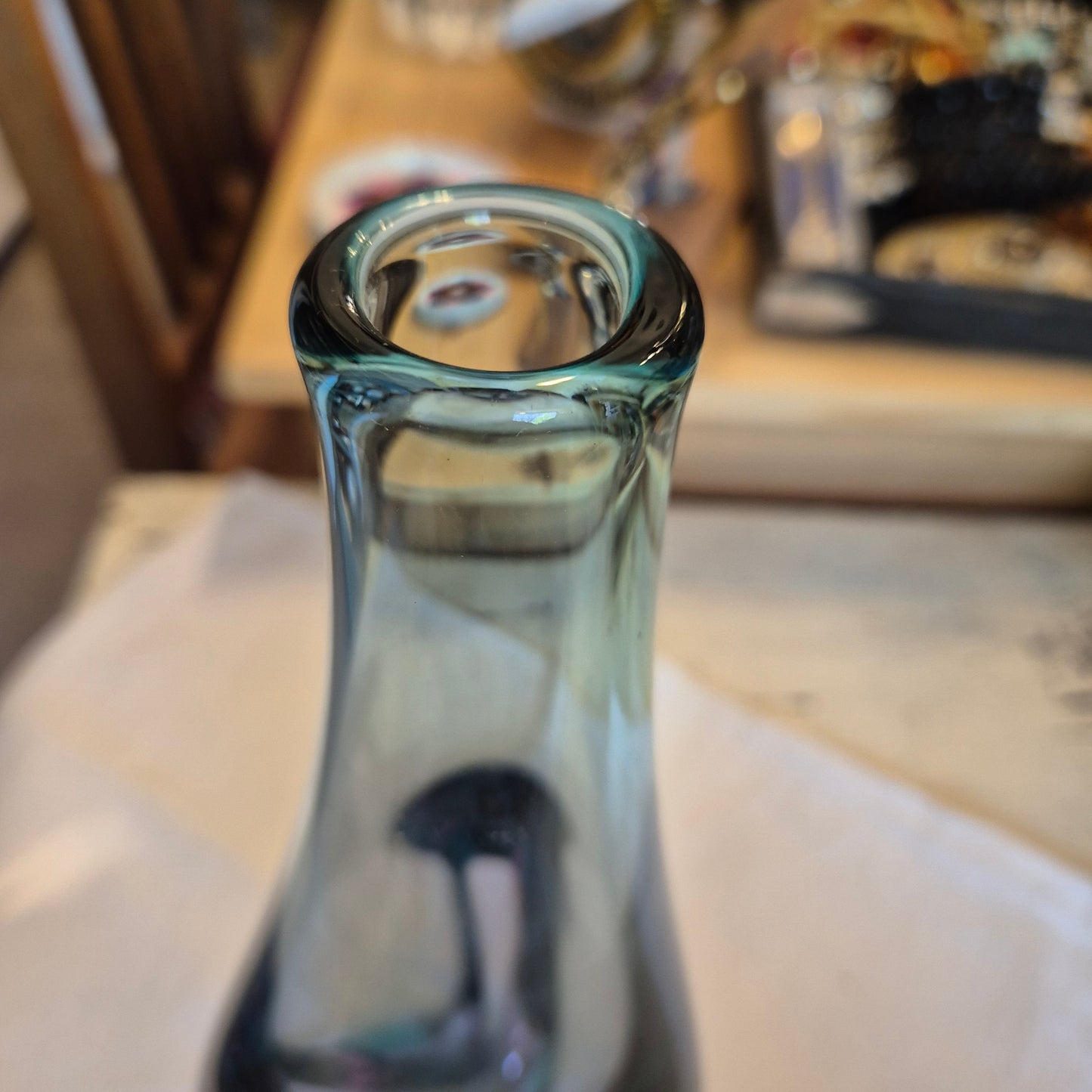 50er Jahre Glas Vase wie Murano blau rosa