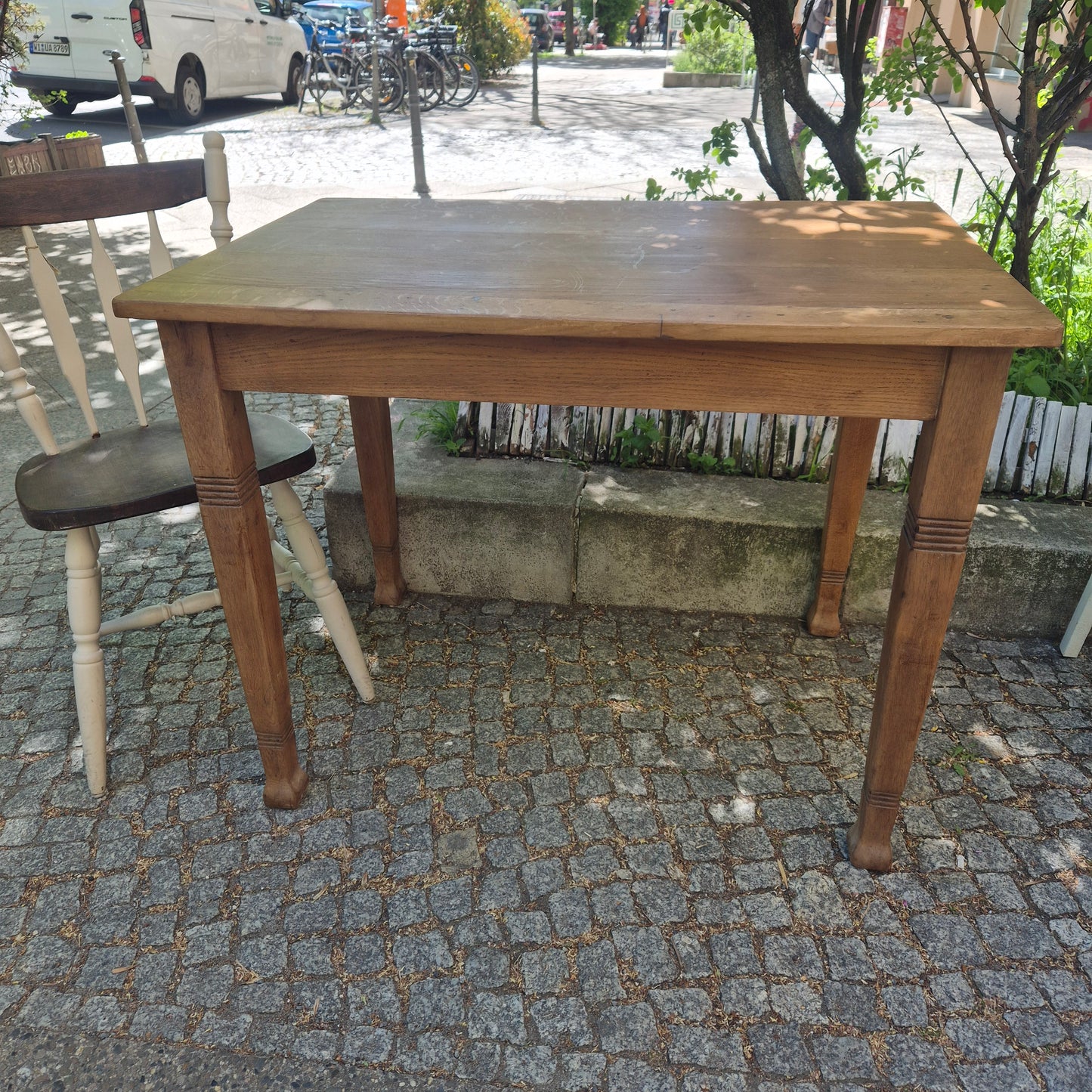 Antiker Jugendstil Tisch - Vollholz Eiche - 100x68cm - restauriert